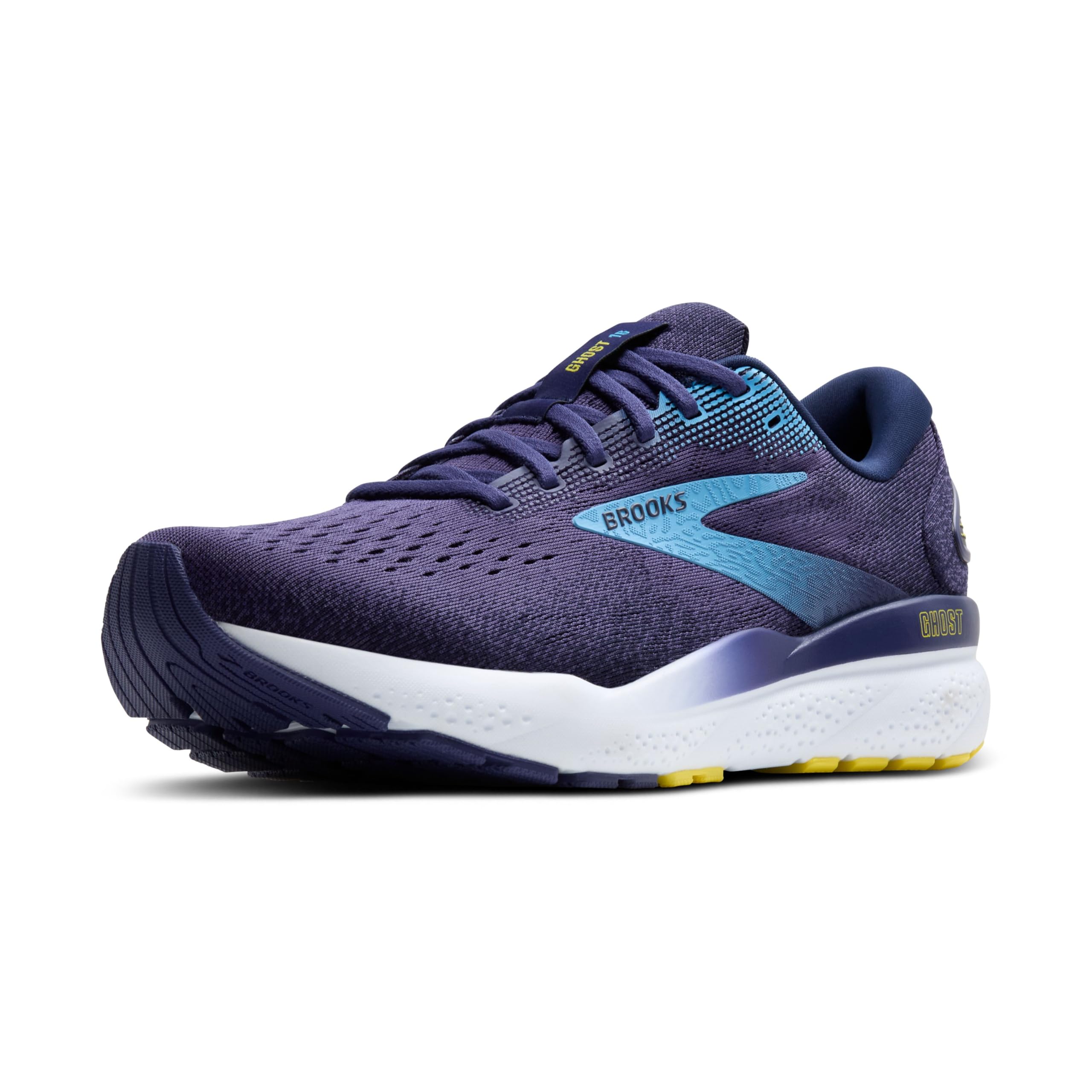 Brooks Ghost 16 Men Running Shoes Blue Bonnie Blue Yellow Rubber