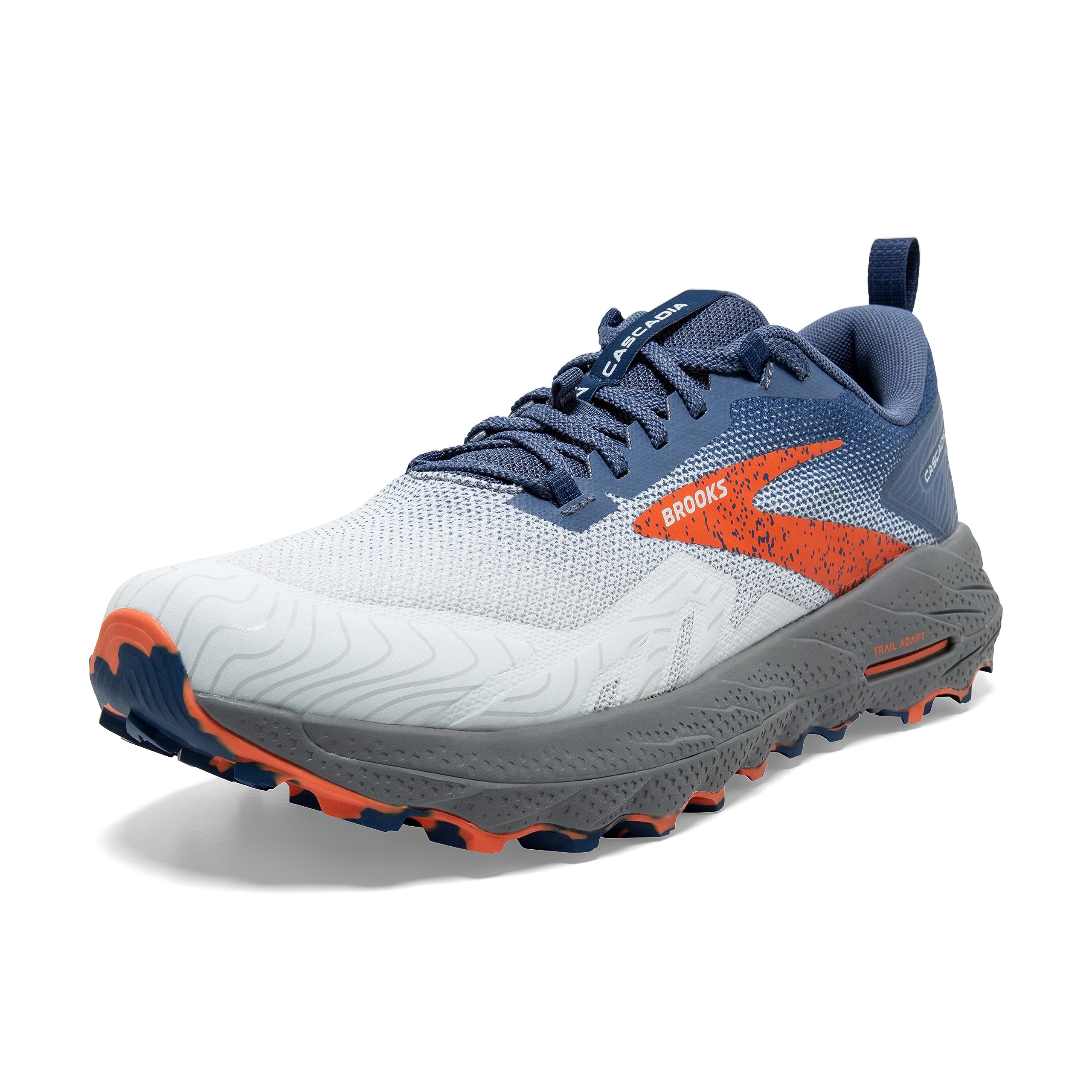 Brooks Men Cascadia 17 Running Shoes Mesh Blue Navy Firecracker