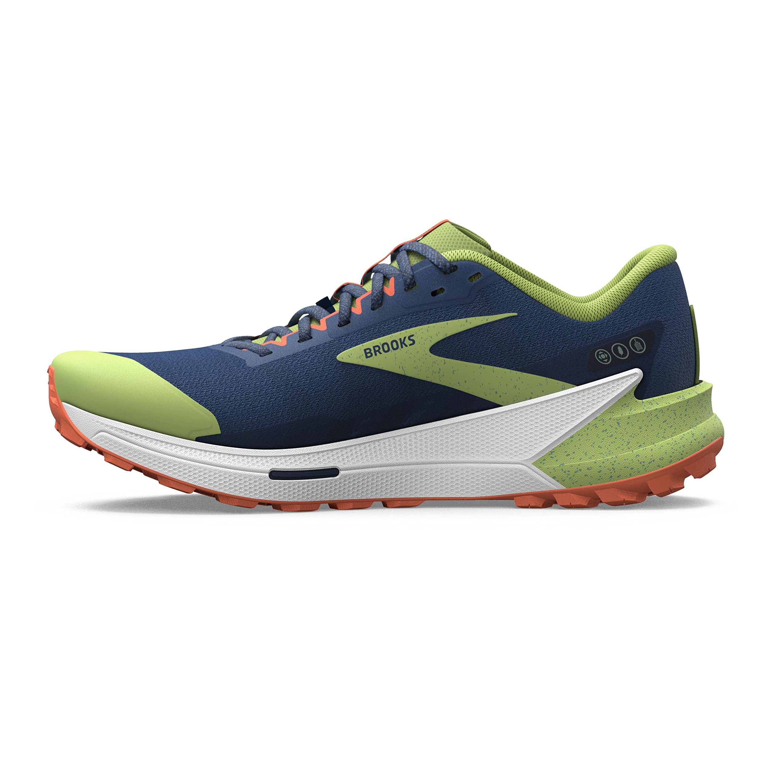 Brooks Men Catamount 2 Road Running Shoes Navy Firecracker Sharp Green Cotton