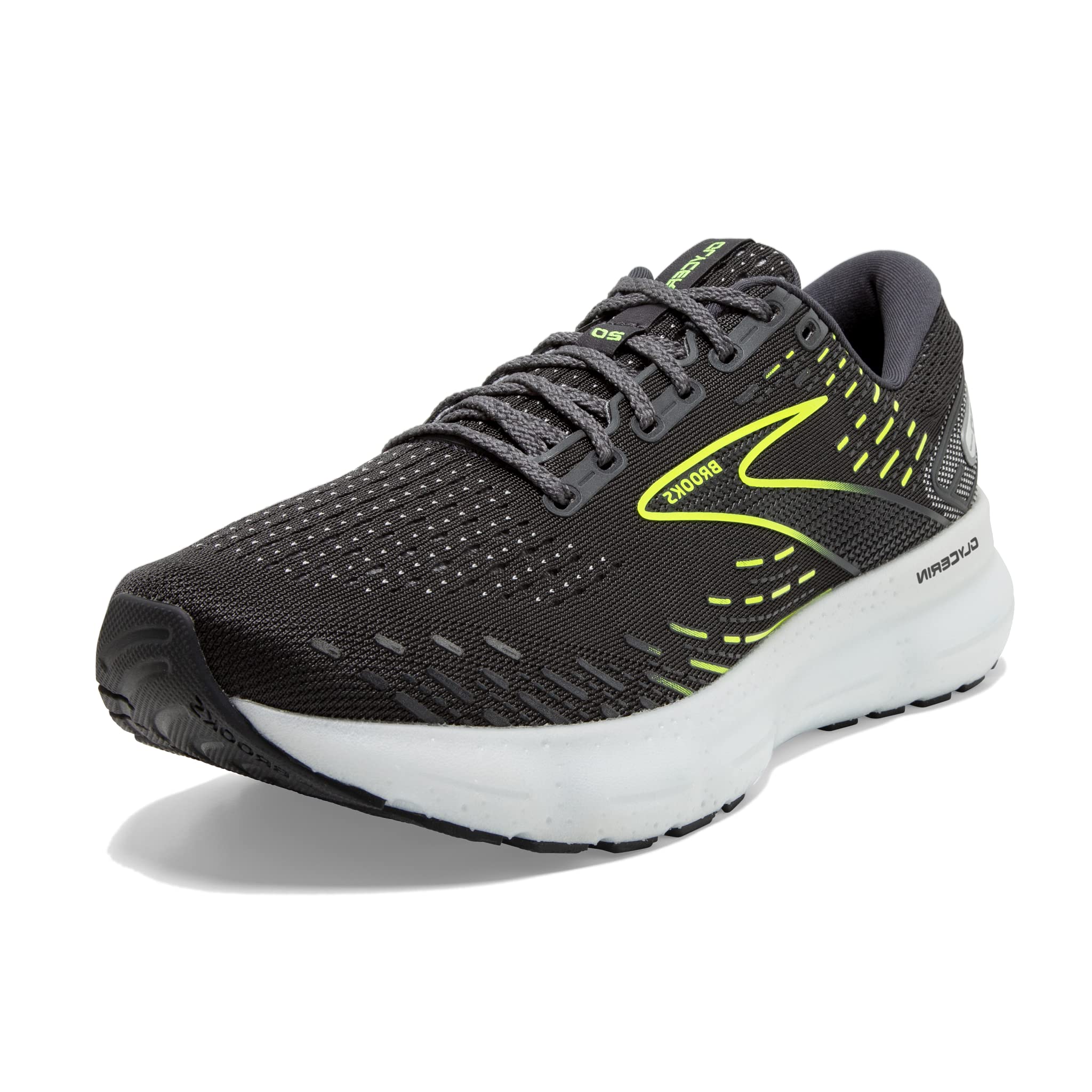 Brooks Glycerin 20 Men's Road Running Shoes Ebony White Nightlife Lightweight Breathable