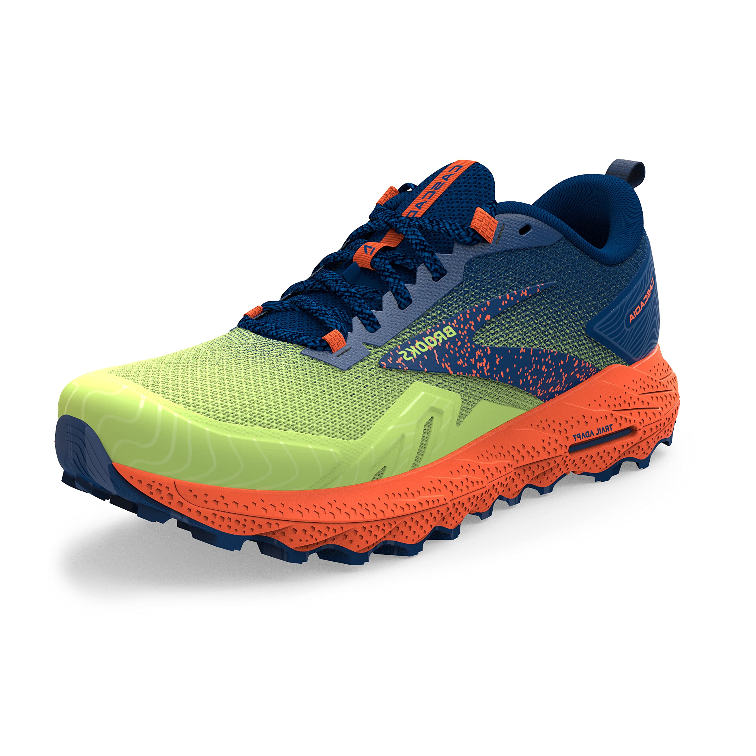Brooks Cascadia 17 Men Running Shoes Lightweight Canvas Sharp Green Navy Firecracker