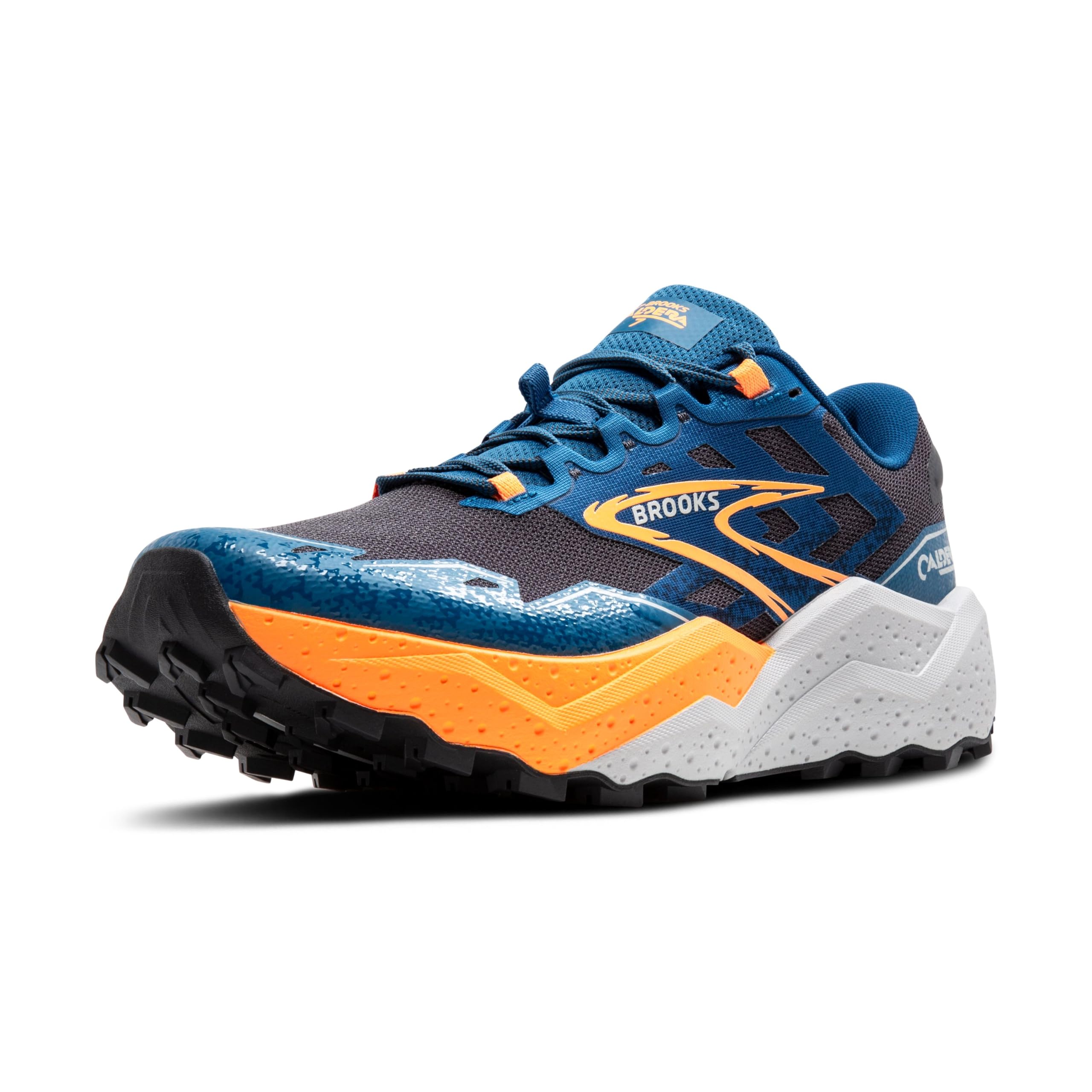 Brooks Caldera 7 Men Trail Running Shoes Ebony Blue Sapphire Orange Slip Resistant