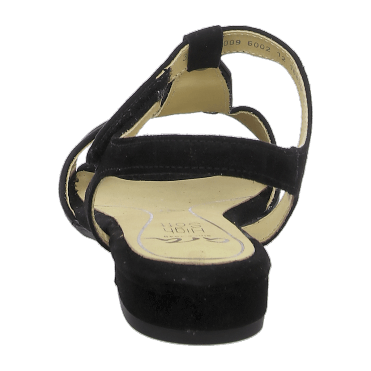 ARA VEGAS Women's Black Nubuck Sandals with Hook-and-Loop Closure and Ankle Strap