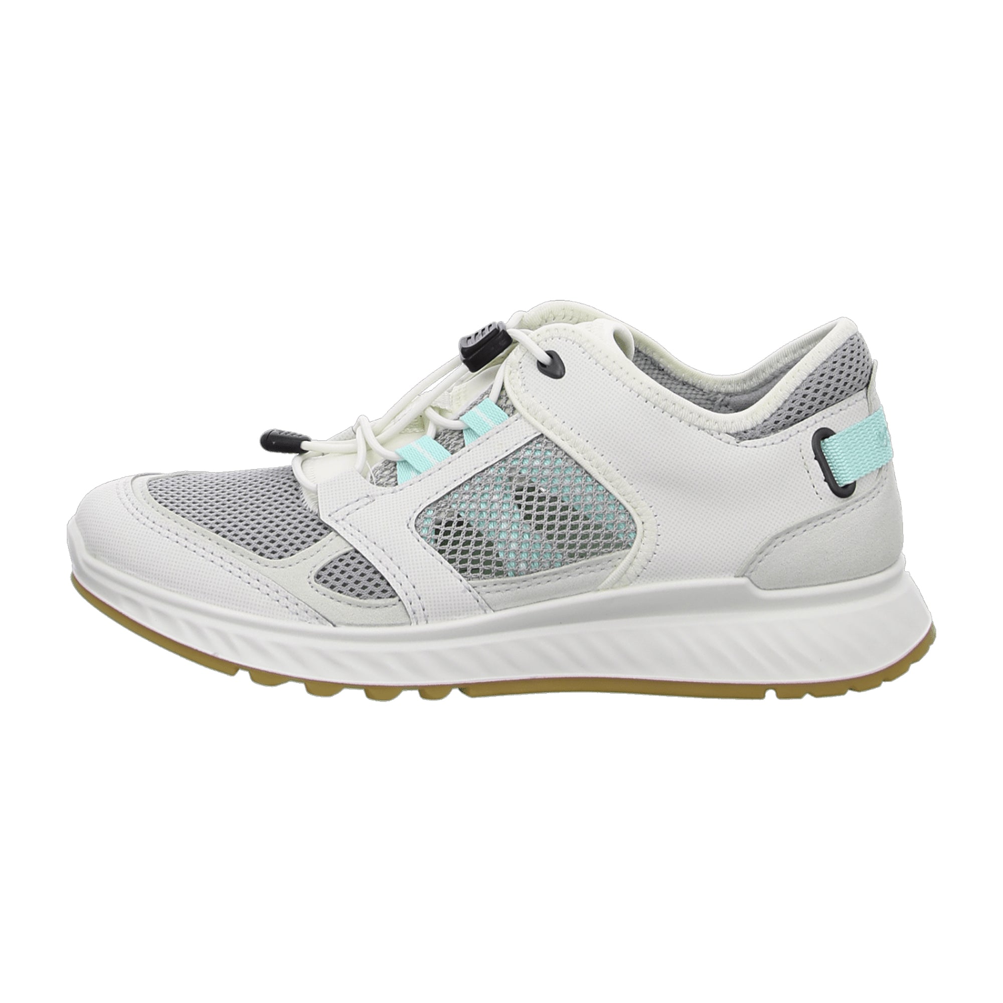 Ecco Exostride W Slip-On Casual Sneakers for Women - Lightweight & Orthotic Friendly, White/Turquoise