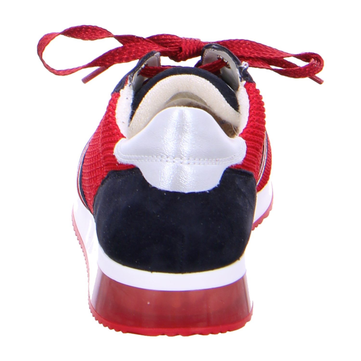 ARA LISBON Women's Suede Loafer with Lacing in Red featuring Cold-Weather Lined Interior