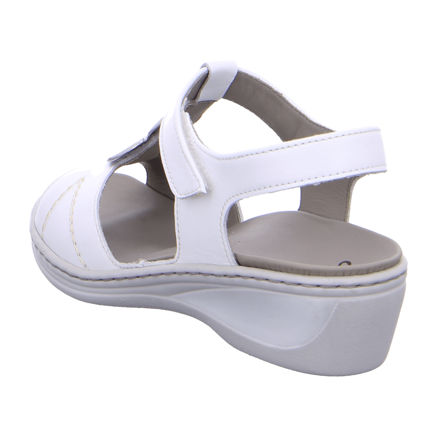 ARA COLMAR Women's T-Bar Leather Sandals in Beige with Hook-and-Loop Fastening - Bartel-Shop