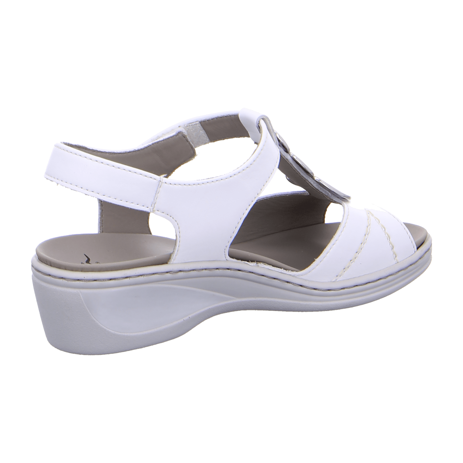 ARA COLMAR Women's T-Strap Sandals in Smooth Leather with Hook-and-Loop Fastening in White