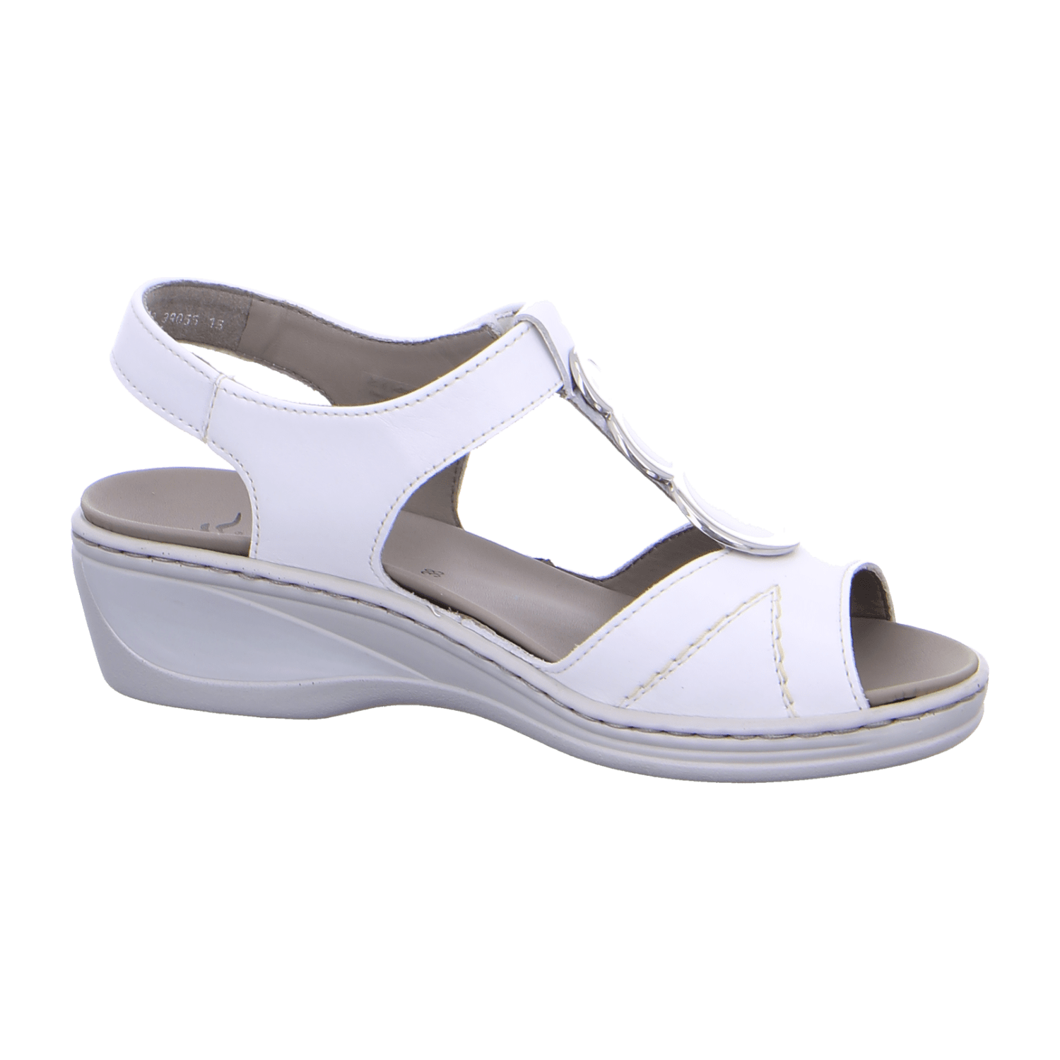 ARA COLMAR Women's T-Strap Sandals in Smooth Leather with Hook-and-Loop Fastening in White