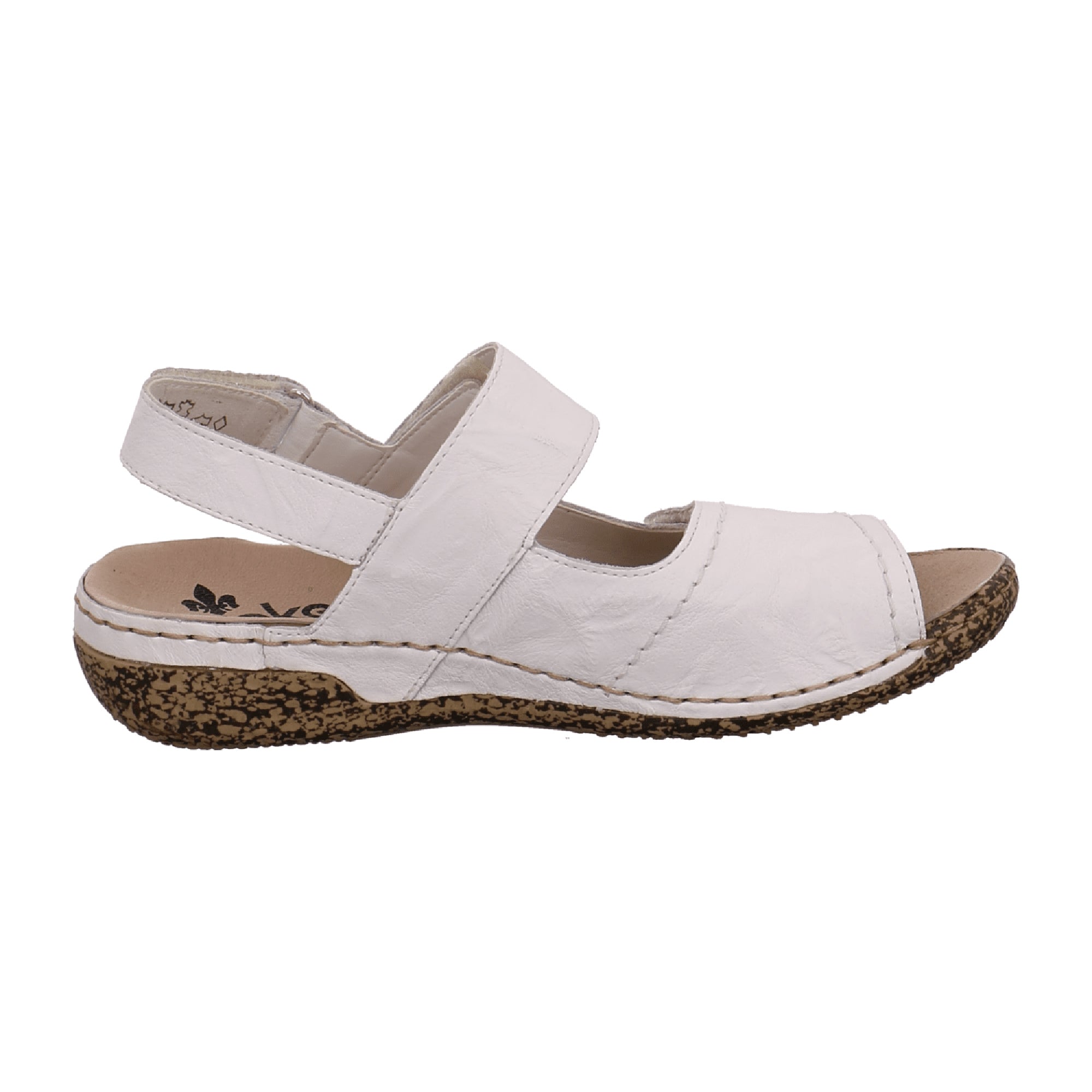 Rieker Women's White Comfort Sandals with Velcro Strap and Cushioned Sole