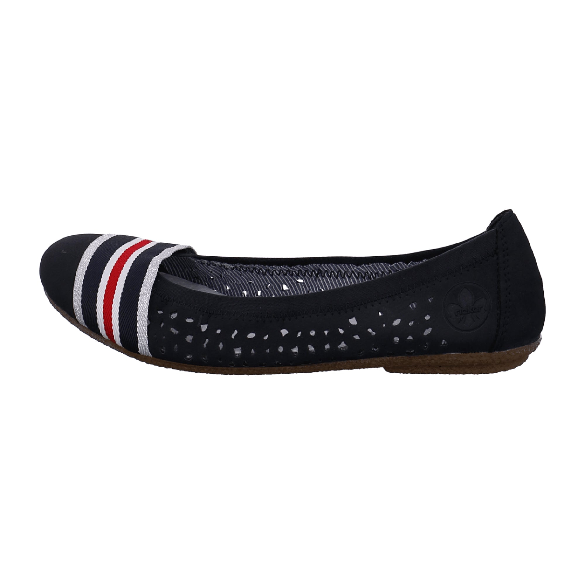 Rieker Women's Blue Ballerina Shoes with Cushioned Insole and Textile Strap