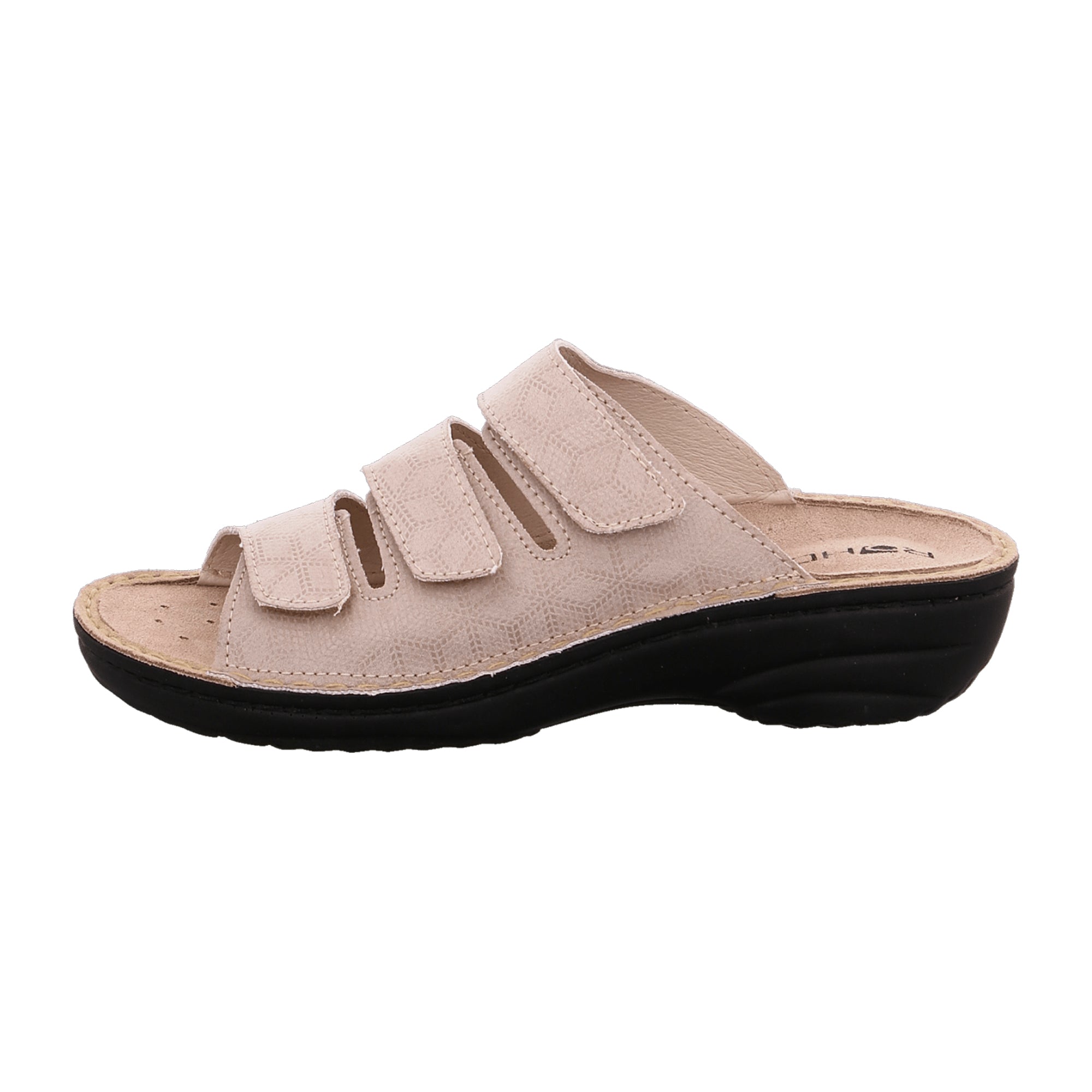 Rohde Beige Leather Sandals for Women with Removable Insole and Velcro Closure