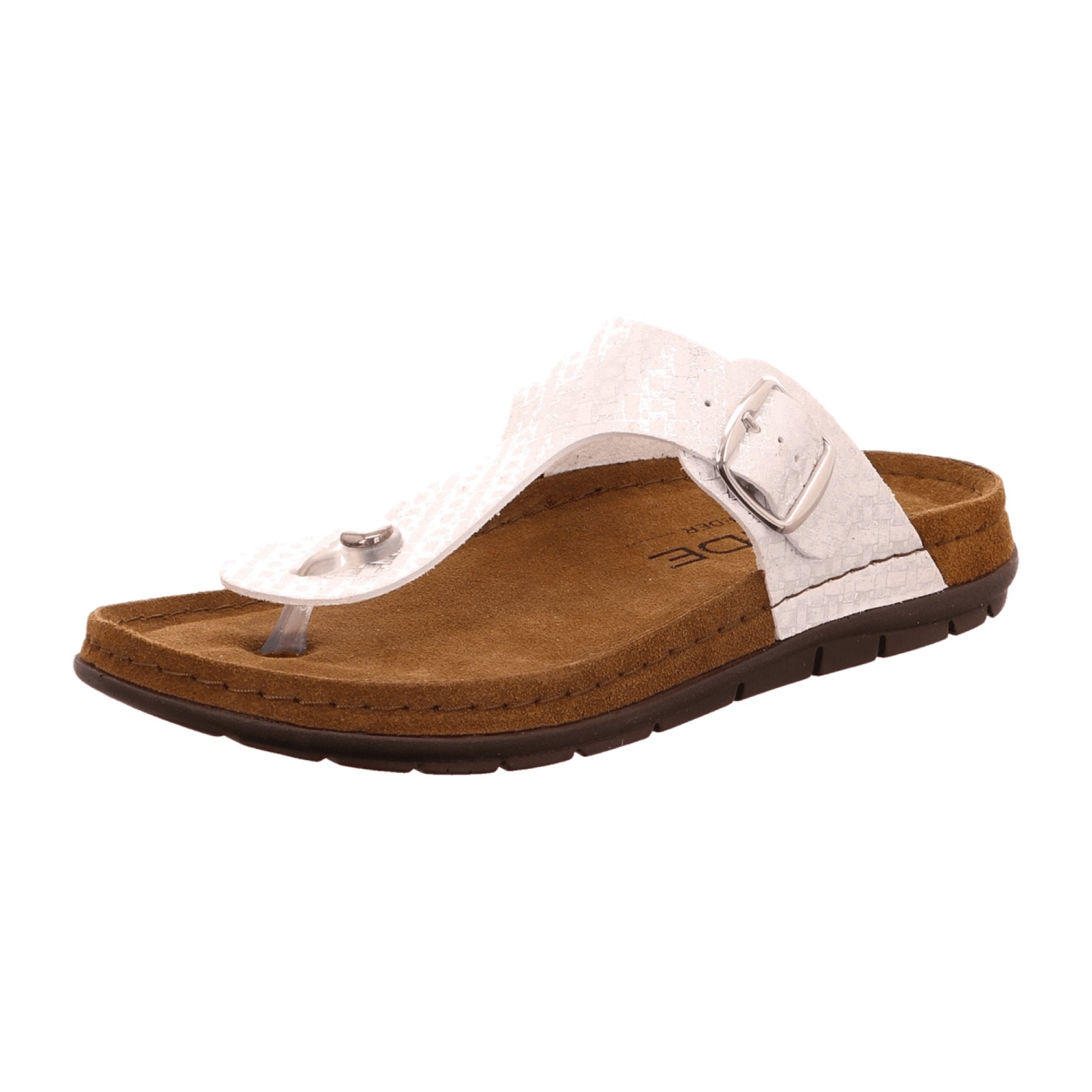 Rohde Women's White Leather Flip Flops with Buckle for Spring and Summer