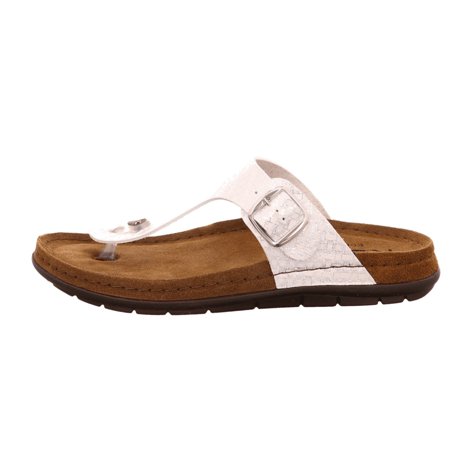 Rohde Women's White Leather Flip Flops with Buckle for Spring and Summer