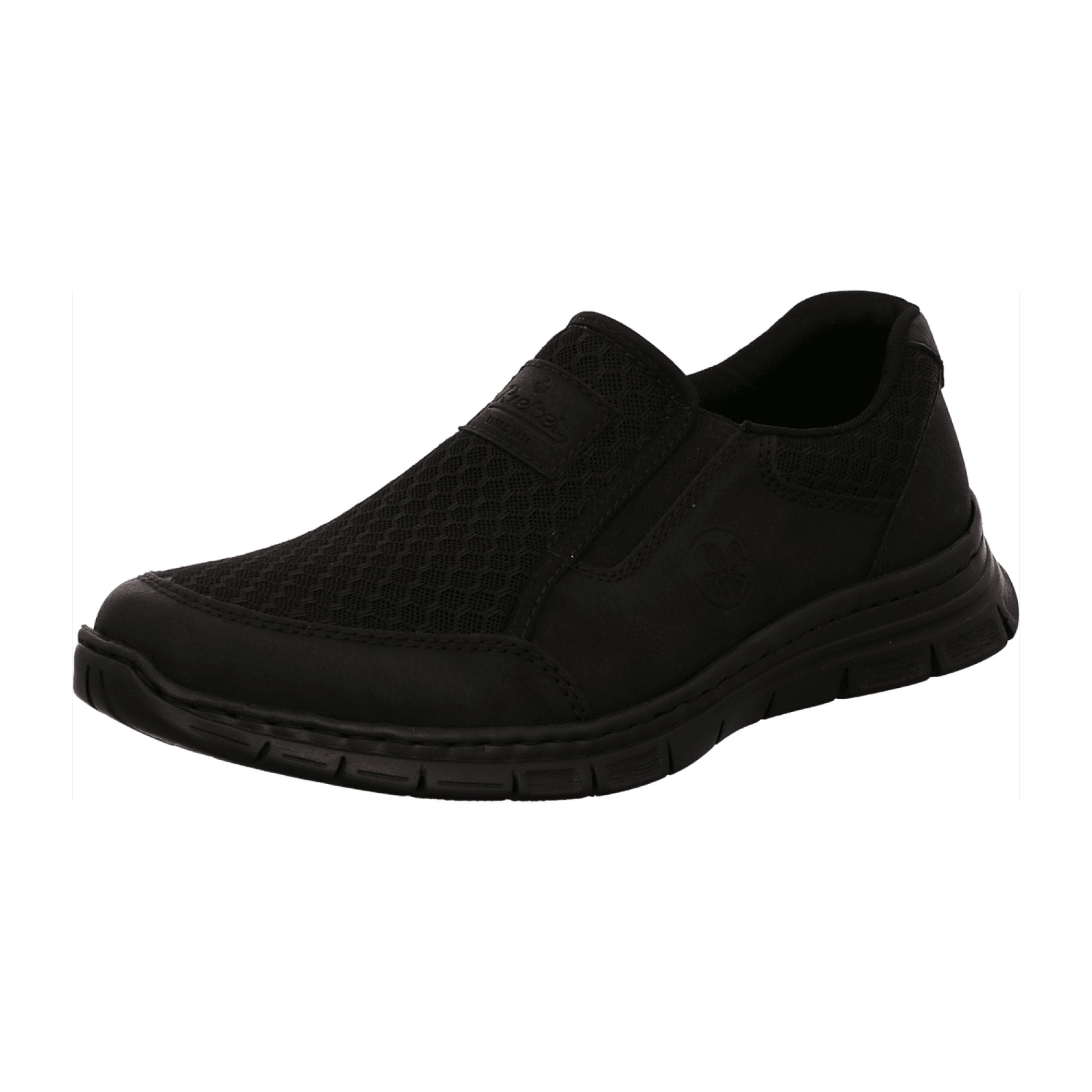 Rieker Men's Black Slip-On Shoes with Comfortable Elastic and Shock-Absorbing Sole