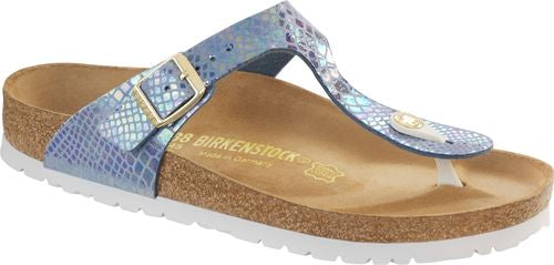 Birkenstock Gizeh thong sandals shiny snake sky BF - Bartel-Shop