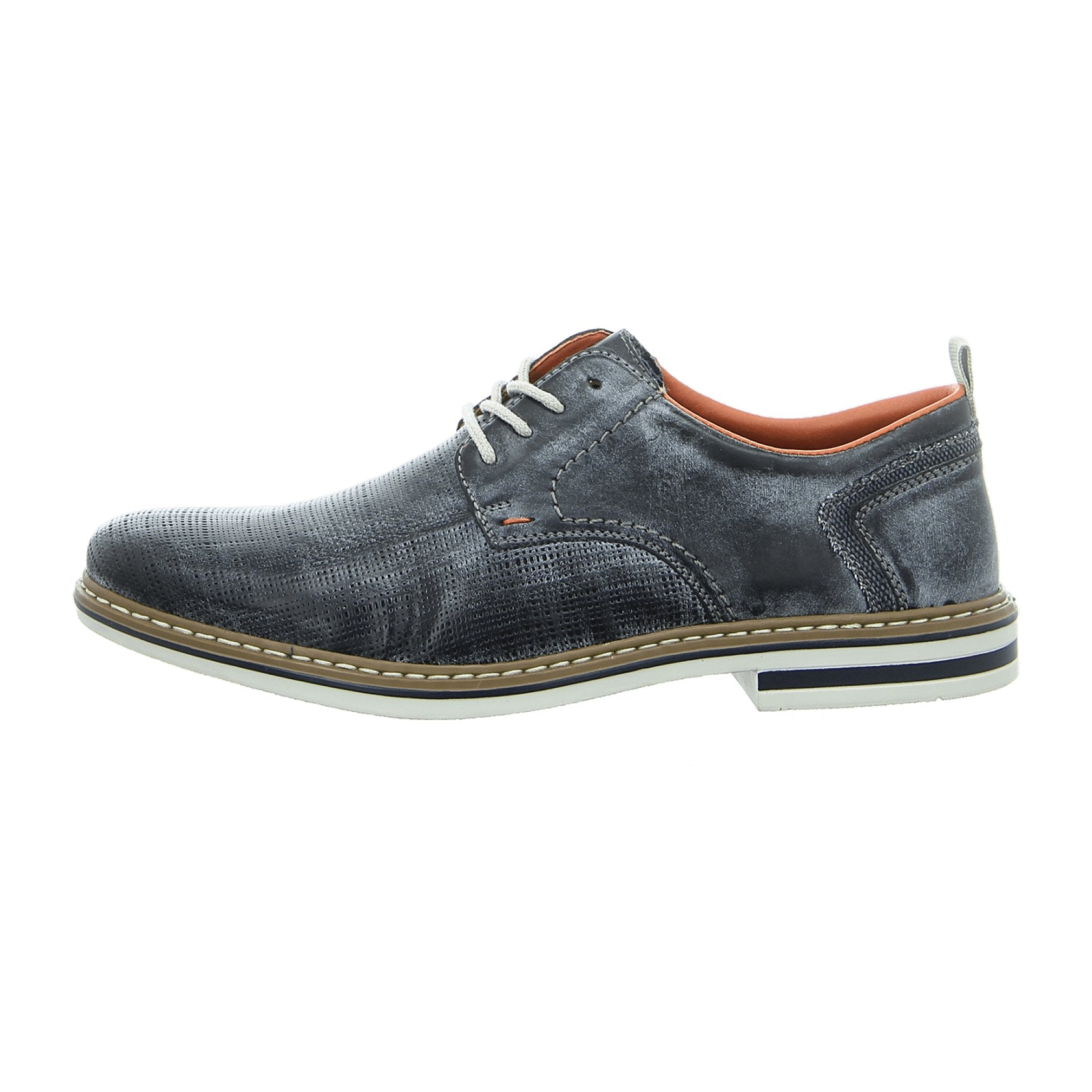 Rieker Blue Lace-Up Men's Shoes High-Quality Leather Comfortable Sole