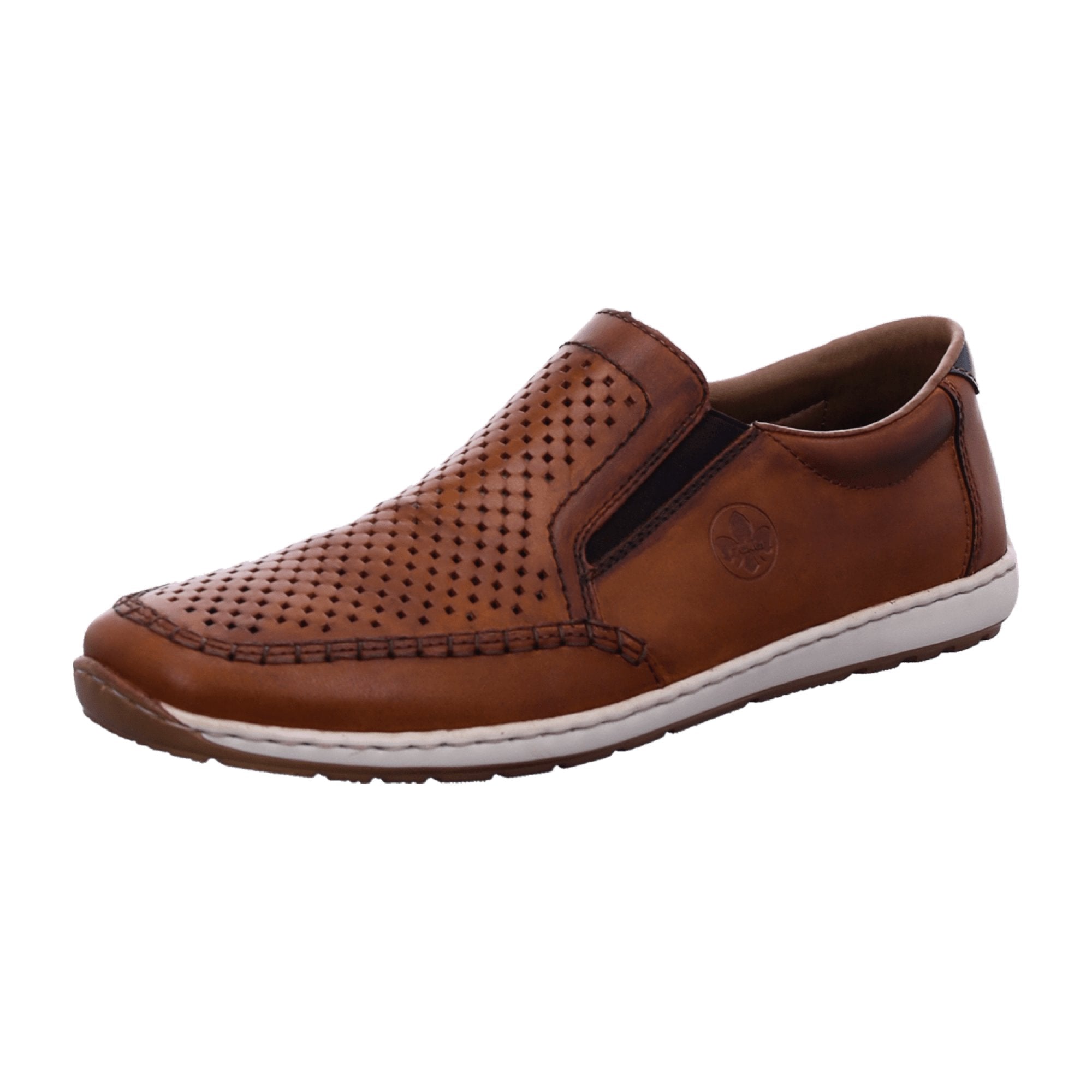Rieker Brown Leather Slip-On Shoes Comfortable Lightweight Casual Footwear