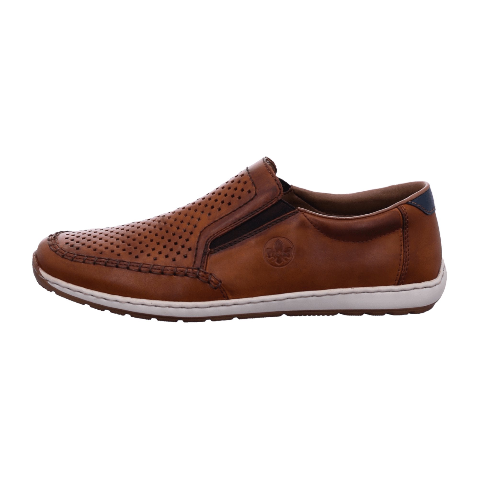 Rieker Brown Leather Slip-On Shoes Comfortable Lightweight Casual Footwear