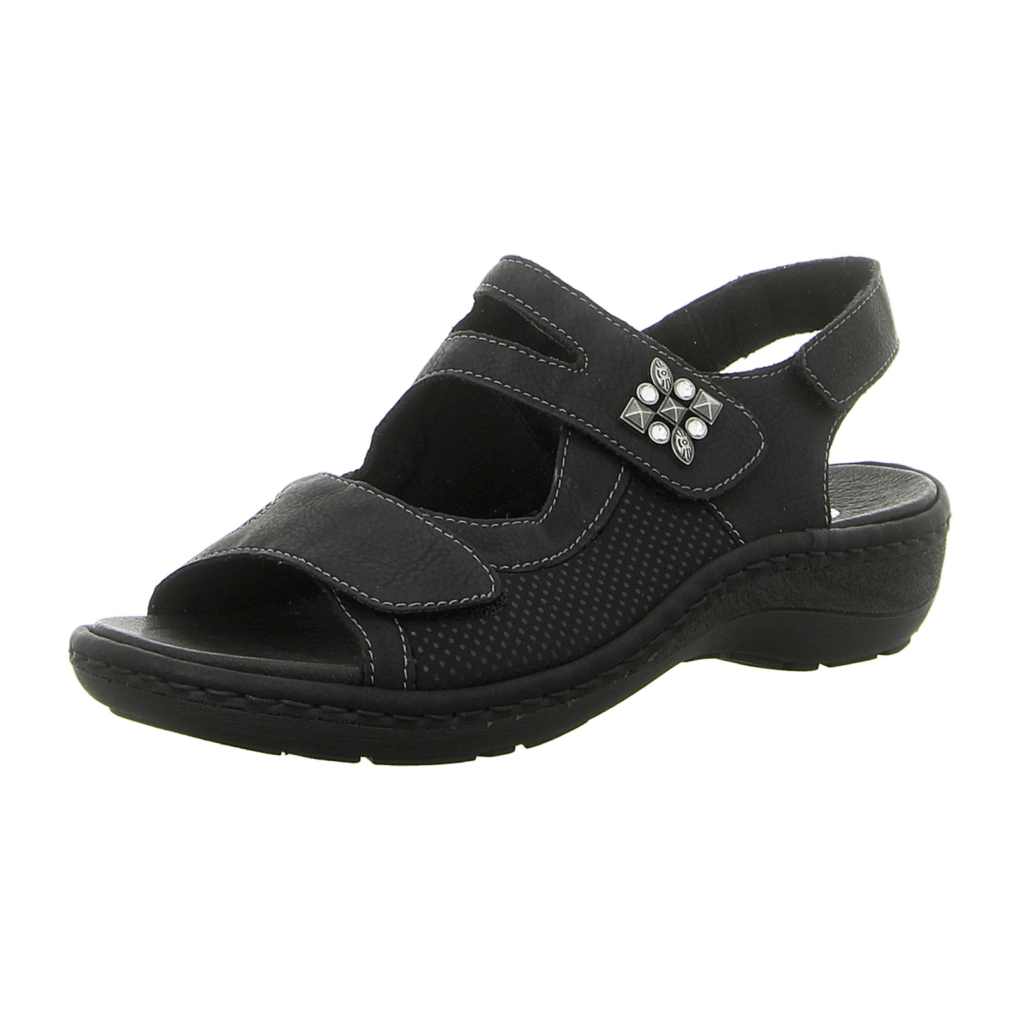 Remonte Comfortable Women's Sandals Black Velcro Closure Spring Summer