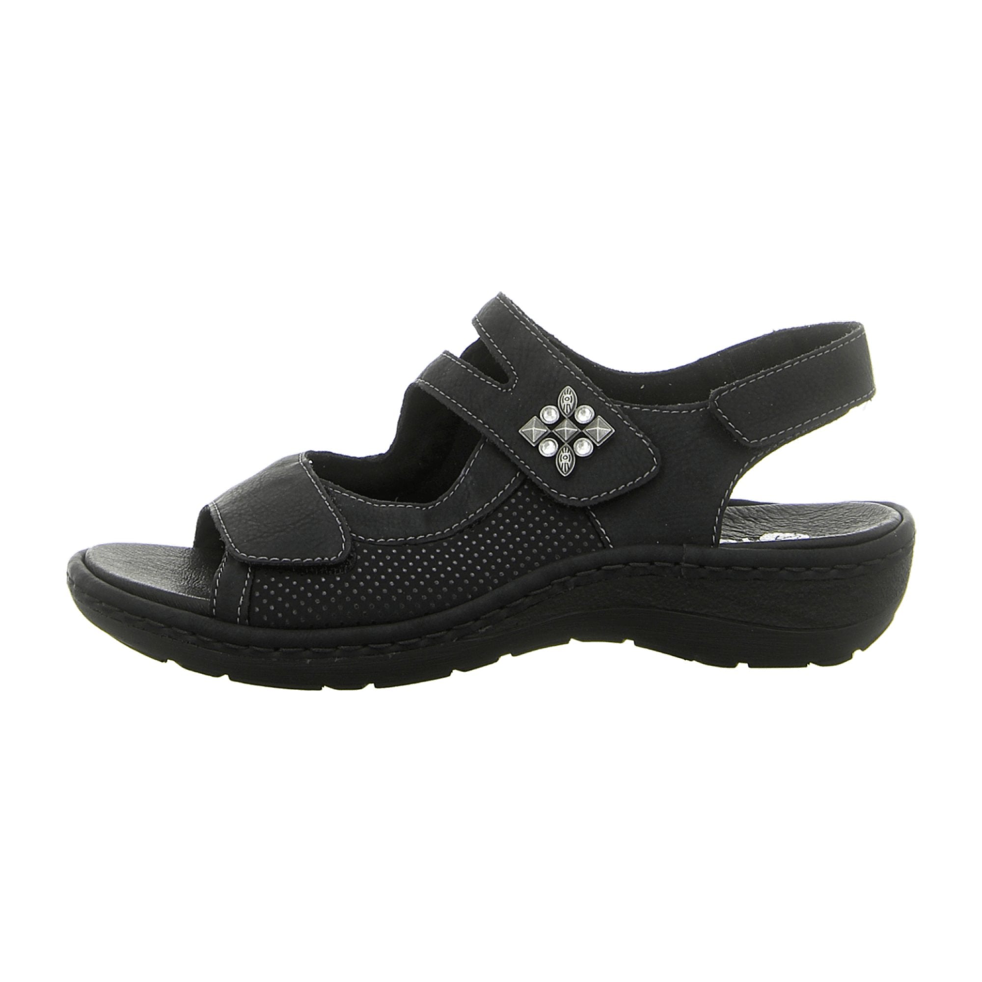 Remonte Comfortable Women's Sandals Black Velcro Closure Spring Summer