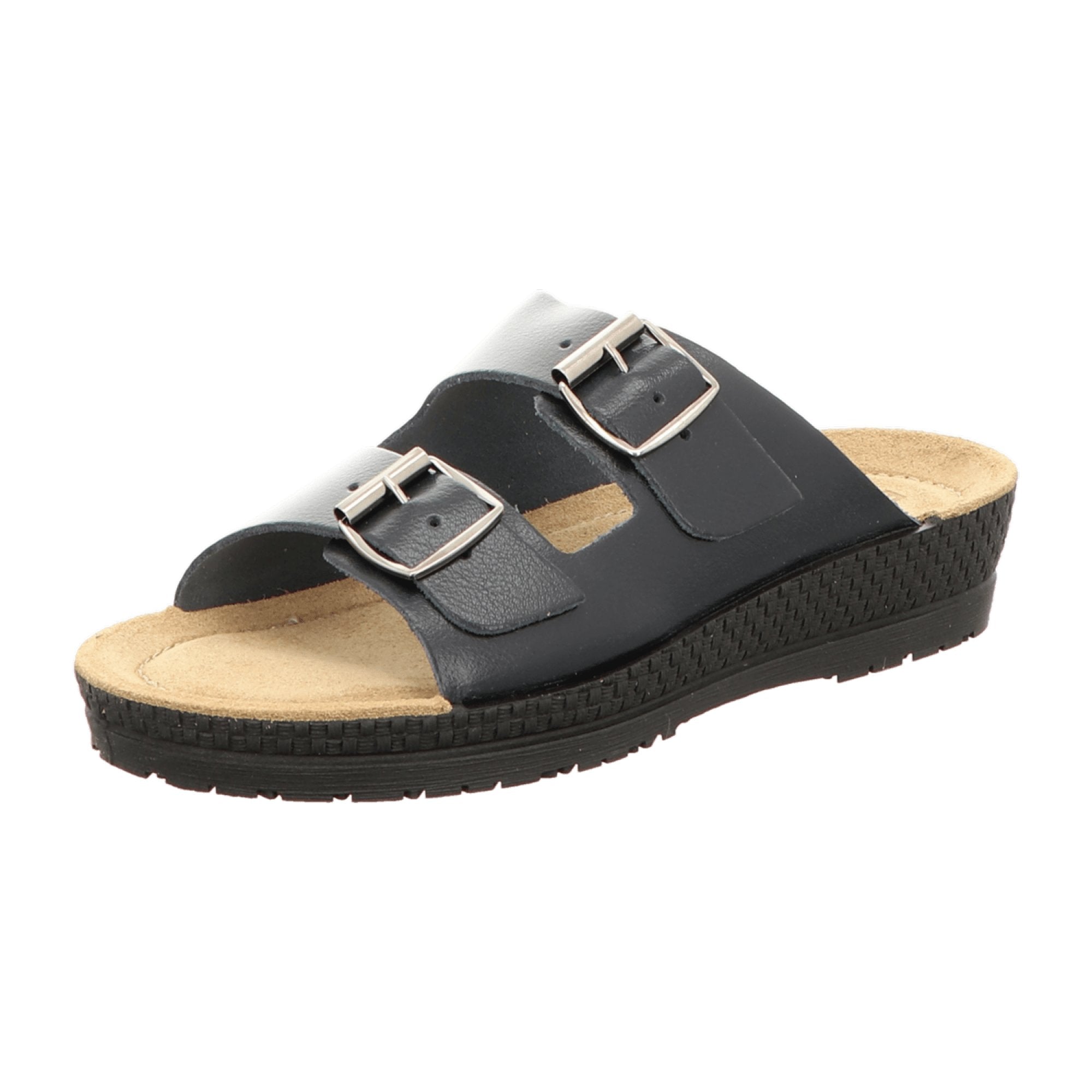 Rohde Women's Blue Leather Sandals 1431.56 Flat Open Toe Casual Spring Summer