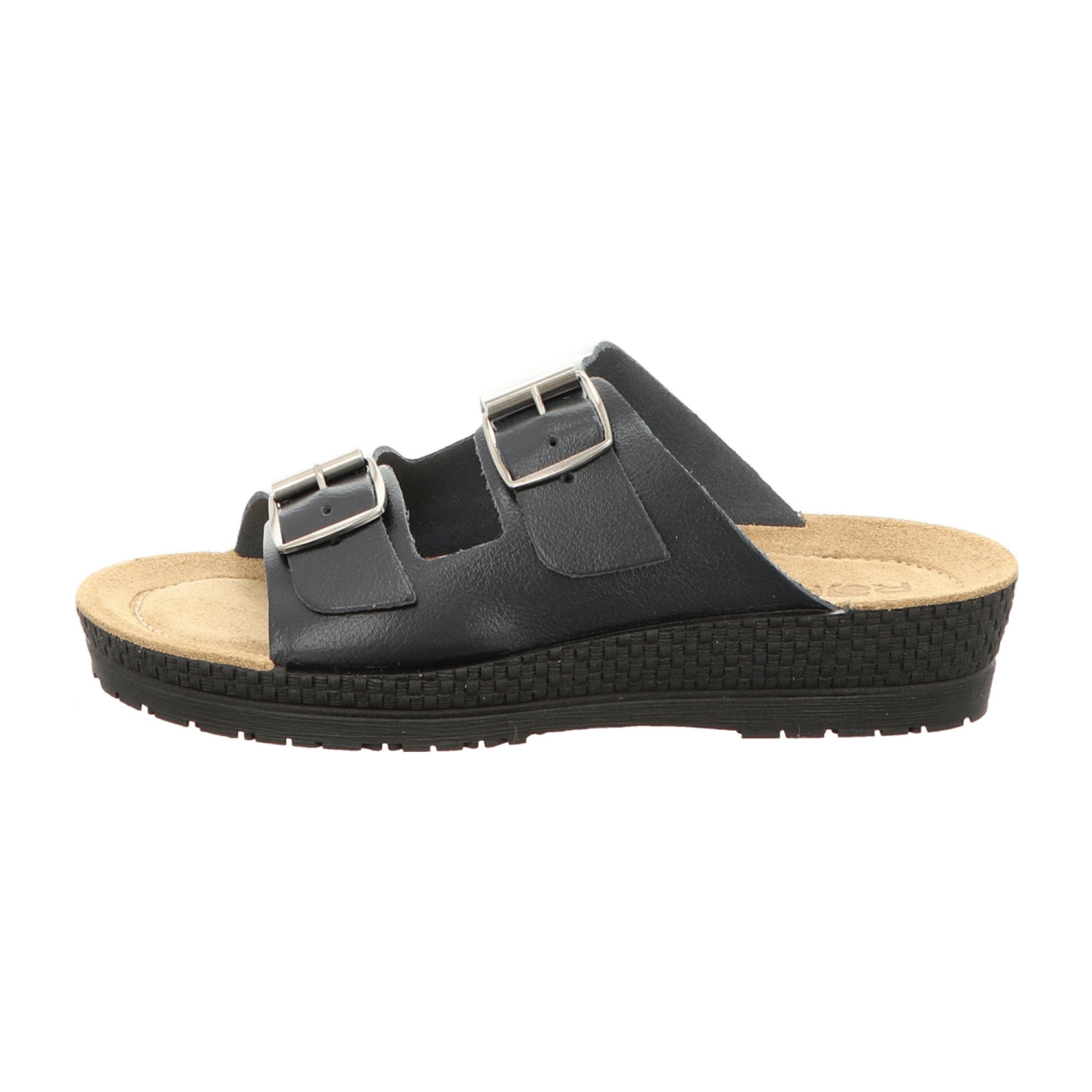 Rohde Women's Blue Leather Sandals 1431.56 Flat Open Toe Casual Spring Summer
