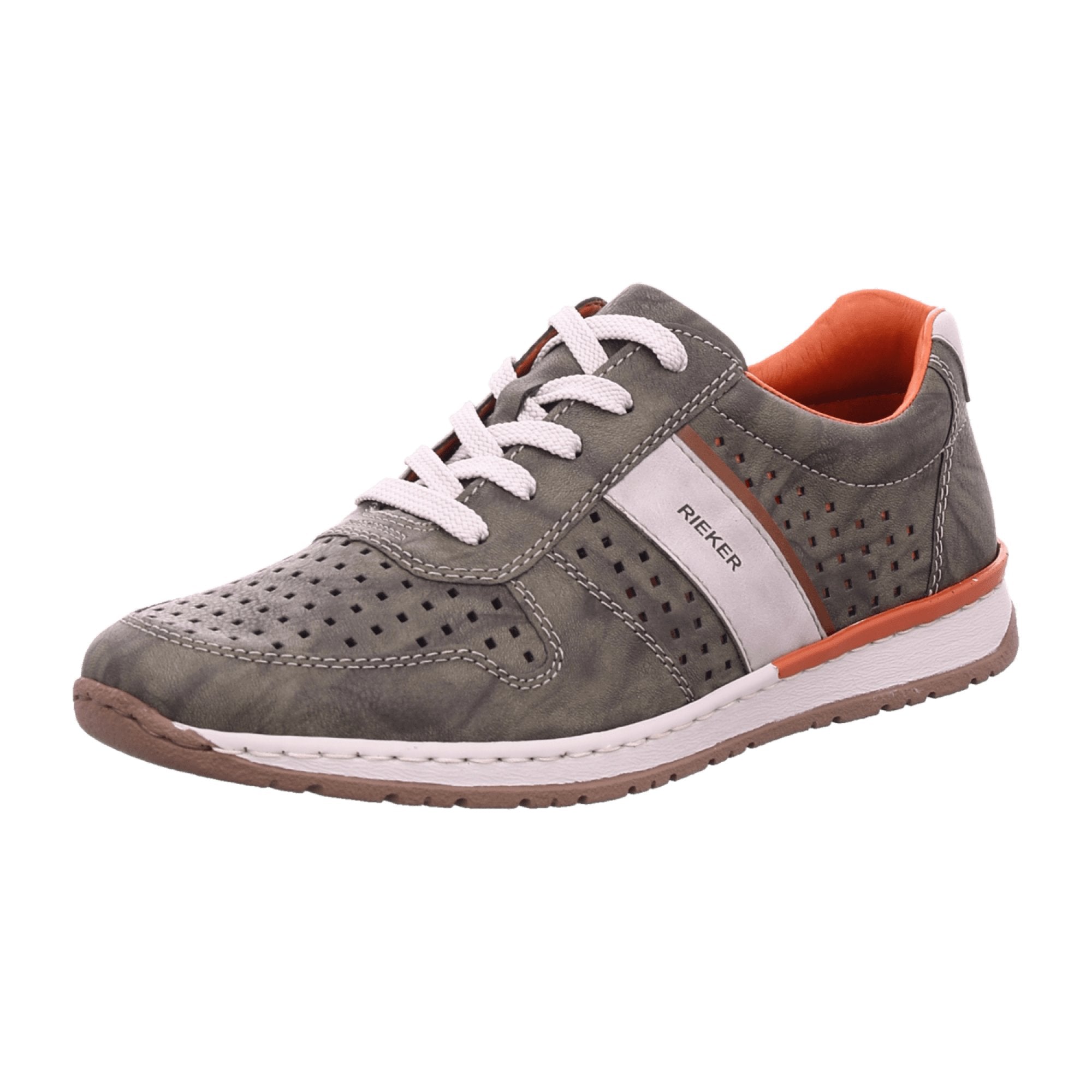 Rieker Men's Lace-Up Shoes Gray Comfortable Synthetic Leather Casual Footwear