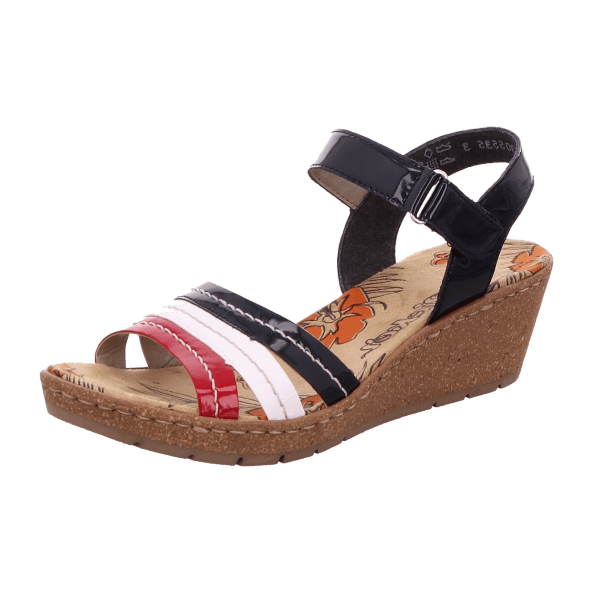 Rieker FSK Women's Blue Sandals Comfortable Wedge Heel Spring Summer Shoes