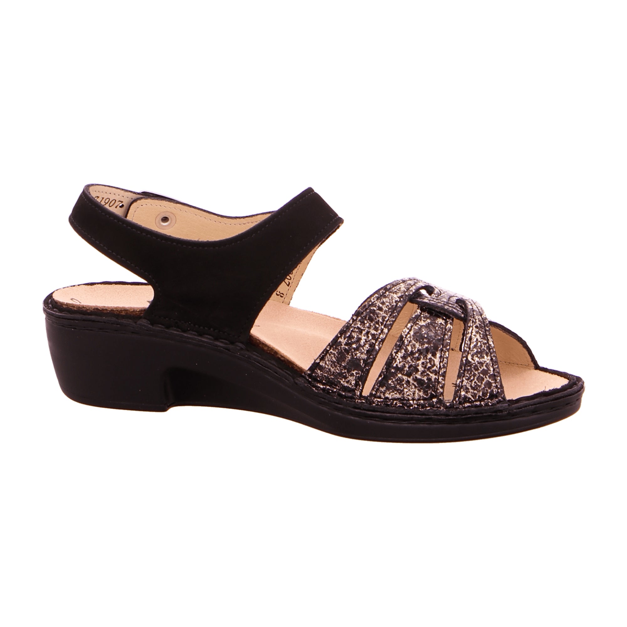 Finn Comfort Buka Women's Sandals - 02687-902098 Black Nubuck Snake Skin Design
