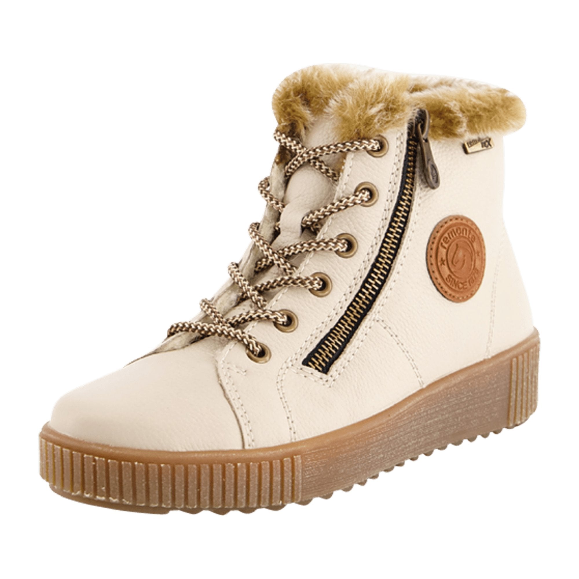 Remonte Beige Women's Winter Boots Leather Waterproof Warm Lined Comfortable