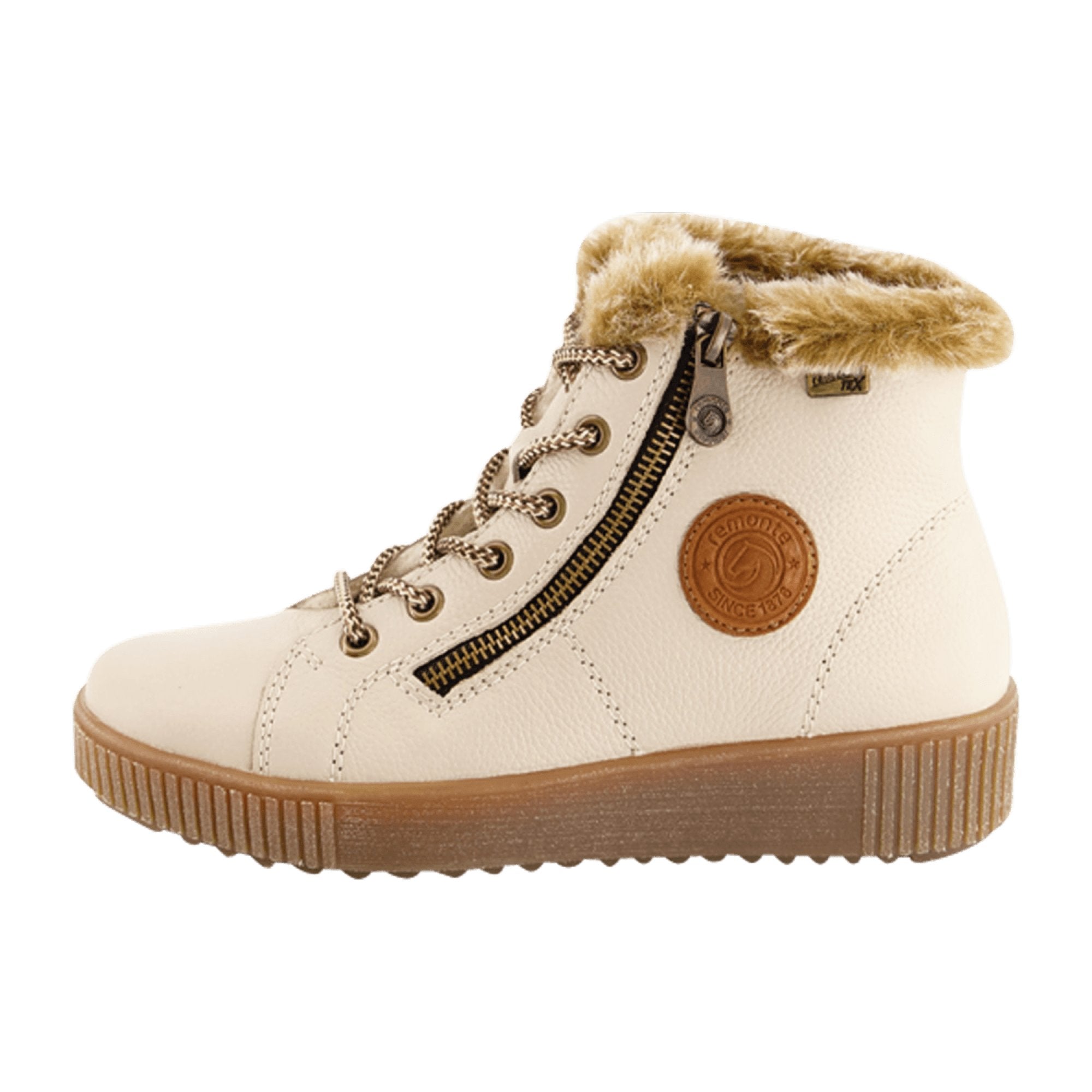 Remonte Beige Women's Winter Boots Leather Waterproof Warm Lined Comfortable