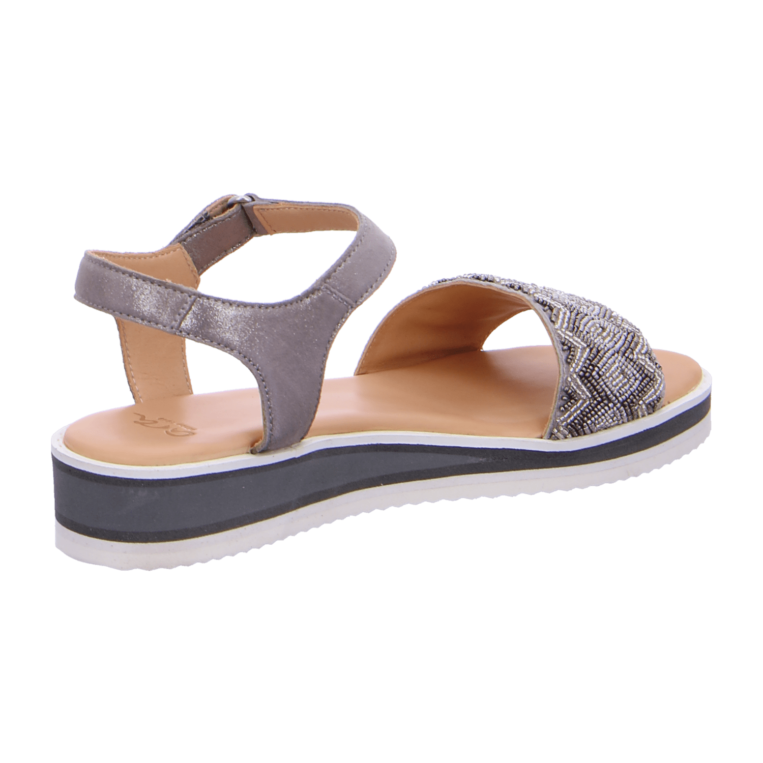 ARA DURBAN Women's Durban Platform Sandal in Grey with Hook-and-Loop Fastening, Smooth Leather Upper and Open Toe