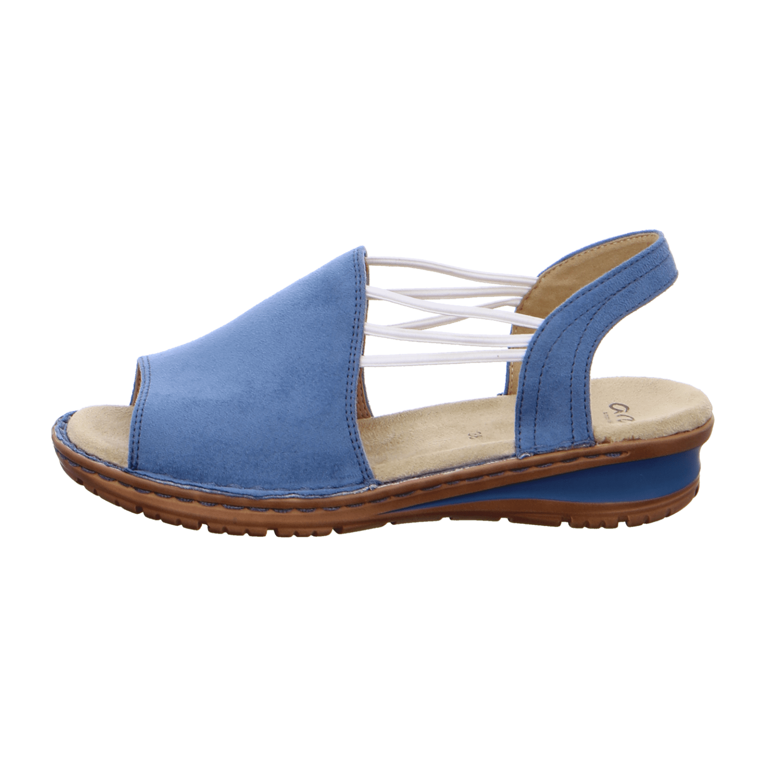 ARA Women's T-Bar Sandals in Blue with Open Toe and Leather Lining Synthetic Sole