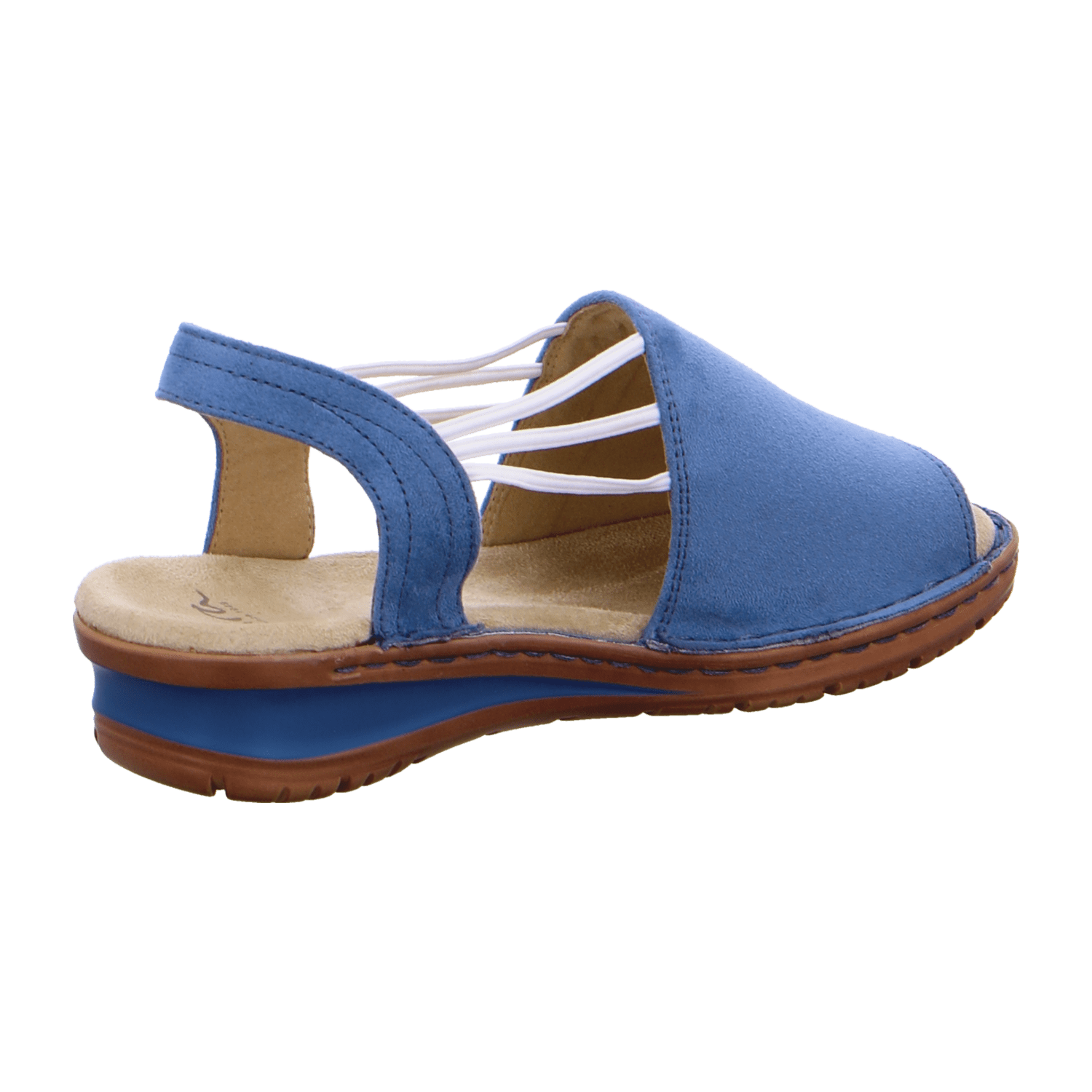 ARA Women's T-Bar Sandals in Blue with Open Toe and Leather Lining Synthetic Sole