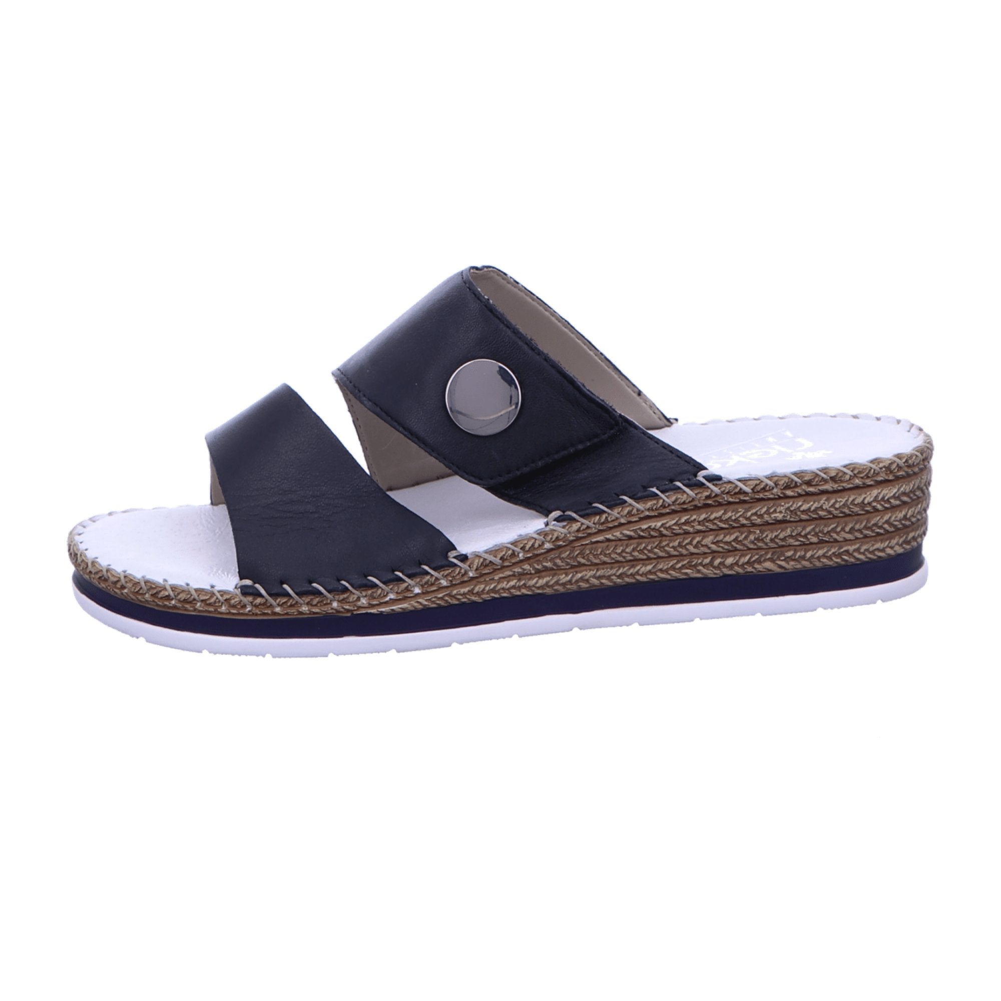 Rieker V609490 Women's Blue Pantolette with Adjustable Strap and 30mm Heel