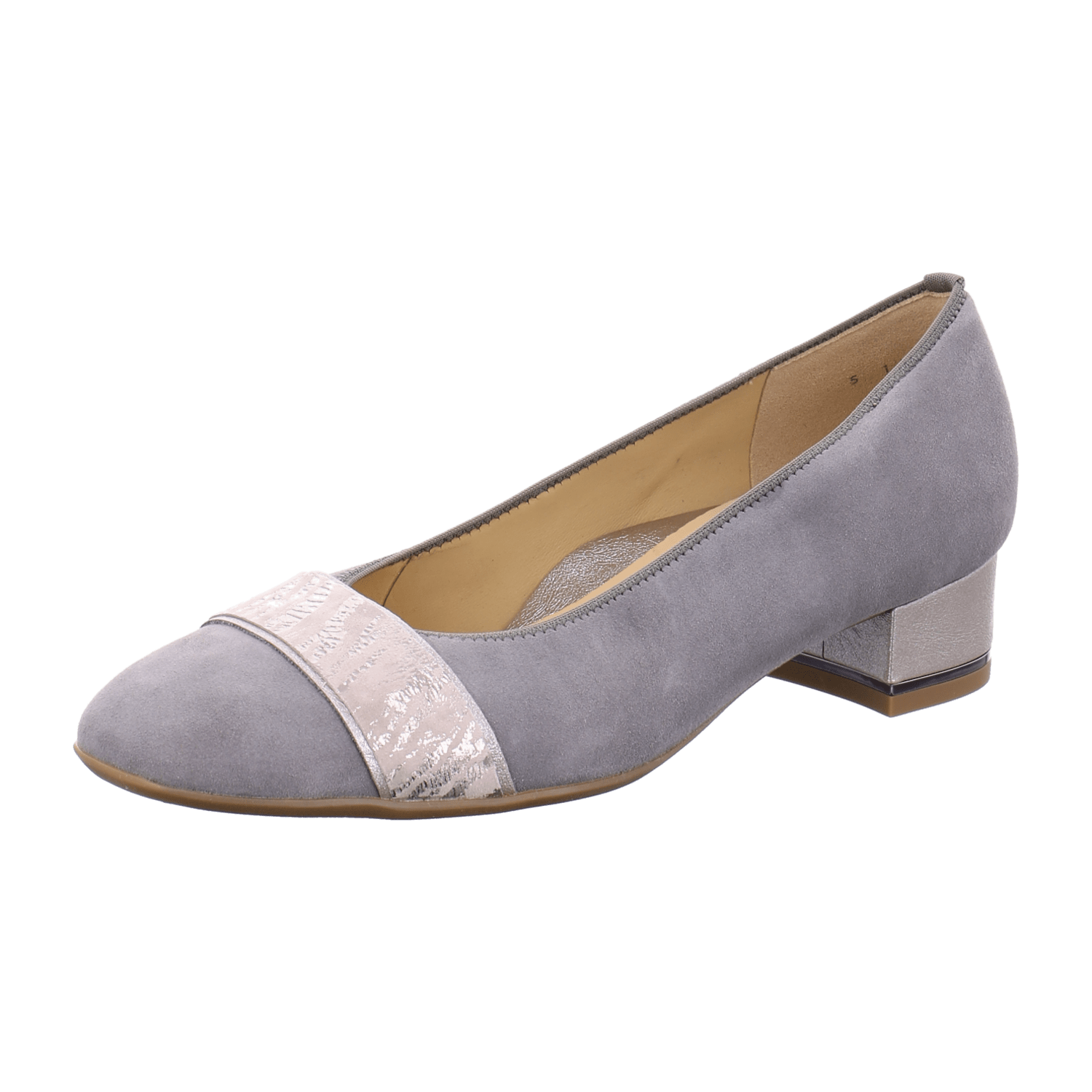ARA GRAZ Women's Suede Pumps in Grey with Round Toe and Leather Lining