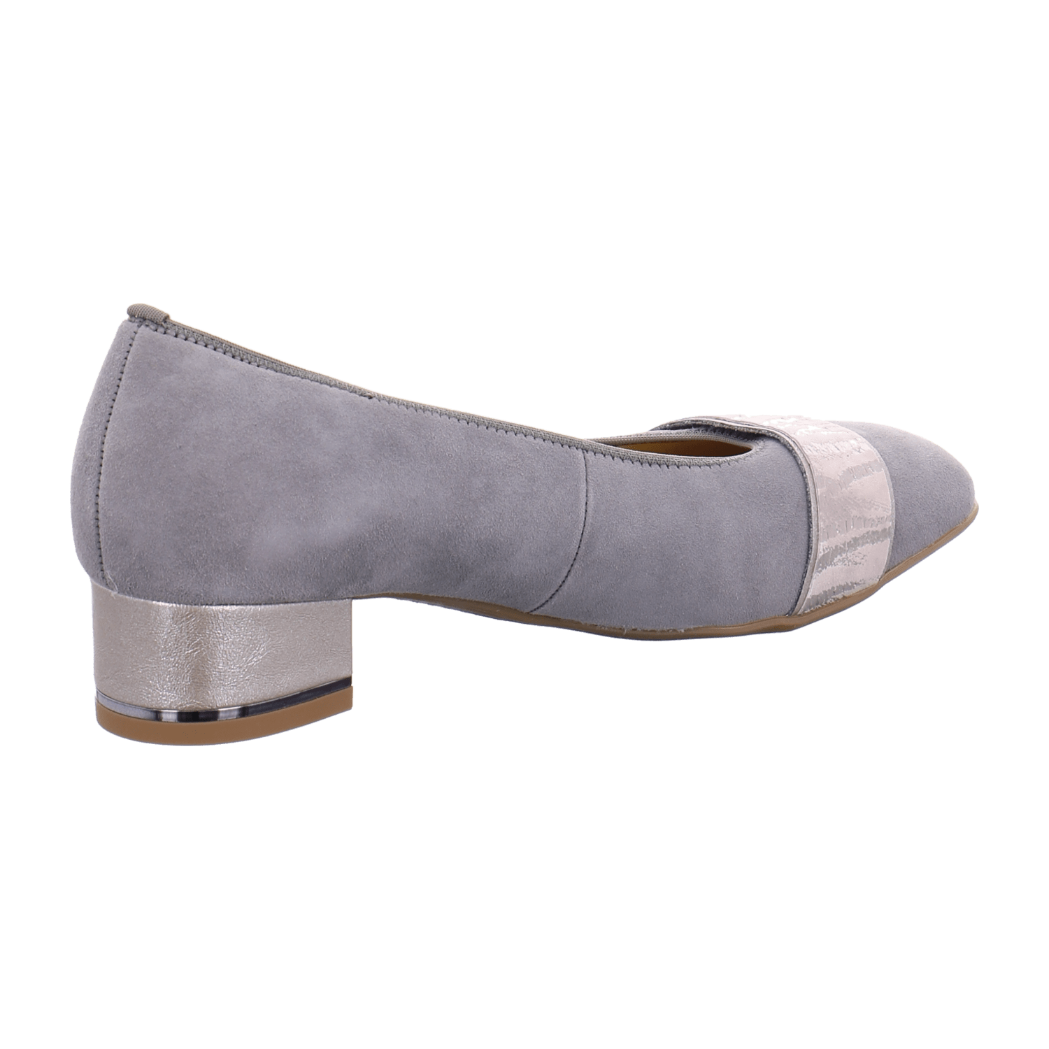 ARA GRAZ Women's Suede Pumps in Grey with Round Toe and Leather Lining