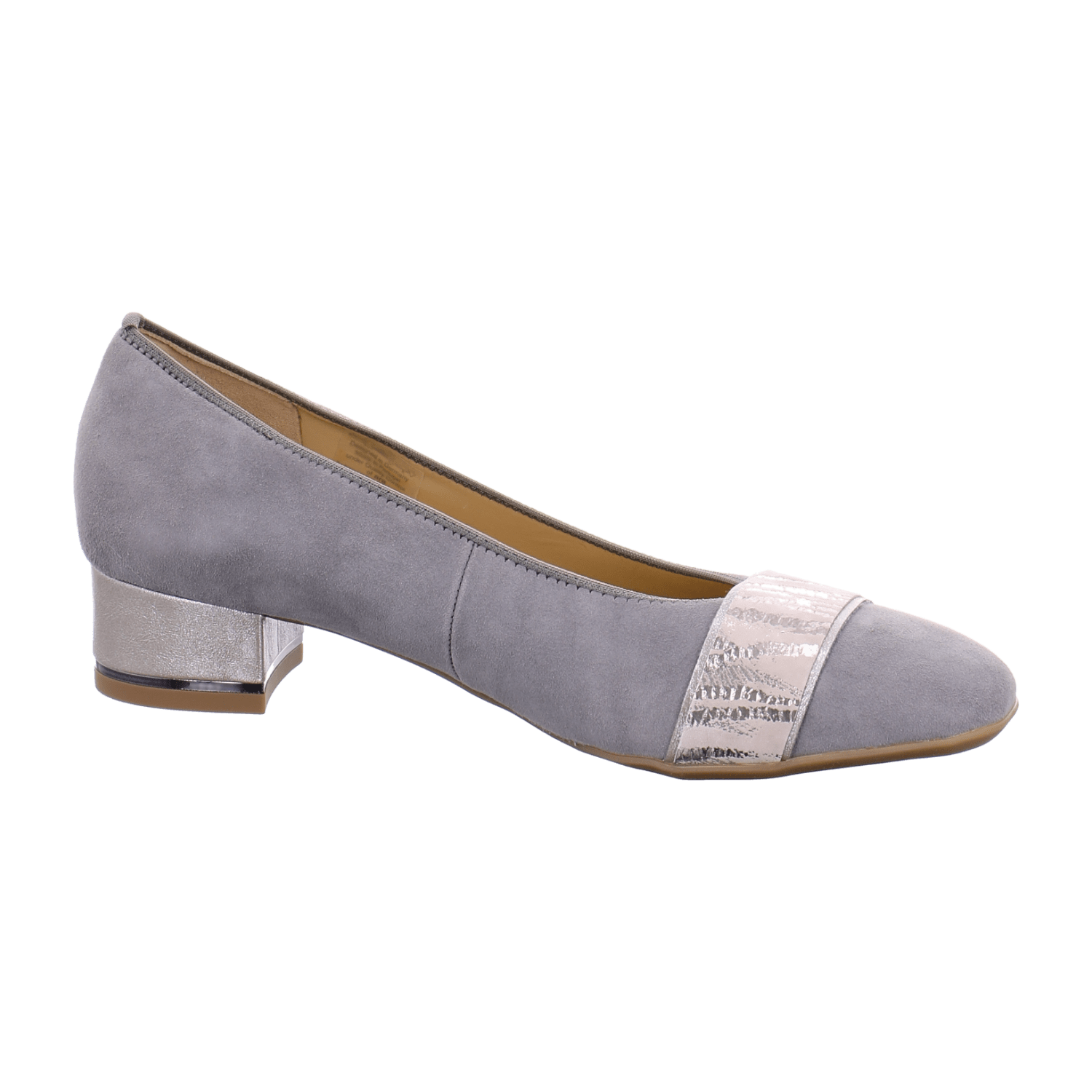 ARA GRAZ Women's Suede Pumps in Grey with Round Toe and Leather Lining