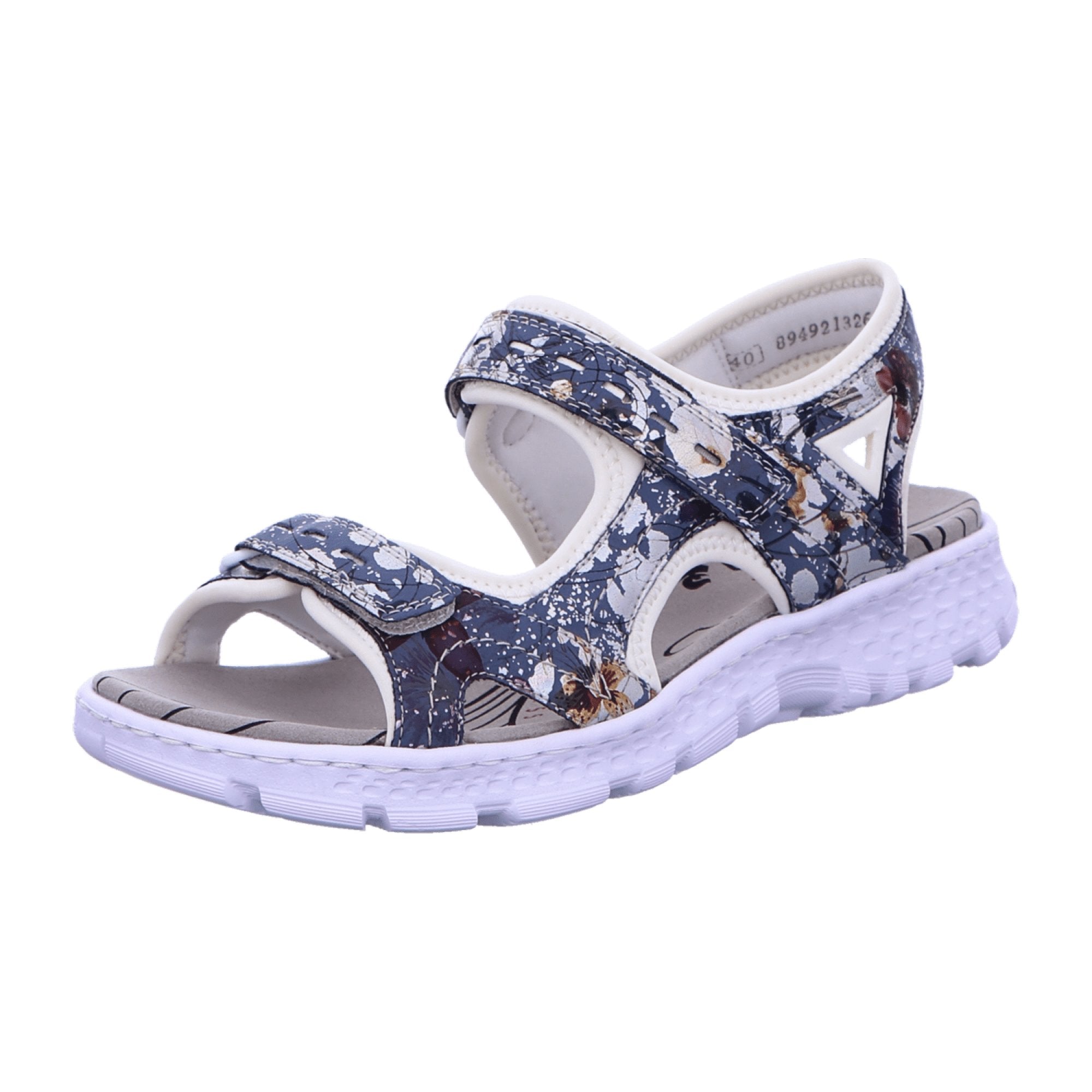 Rieker Women's Blue Sandalette Comfortable Trekking Sandals with Velcro Strap
