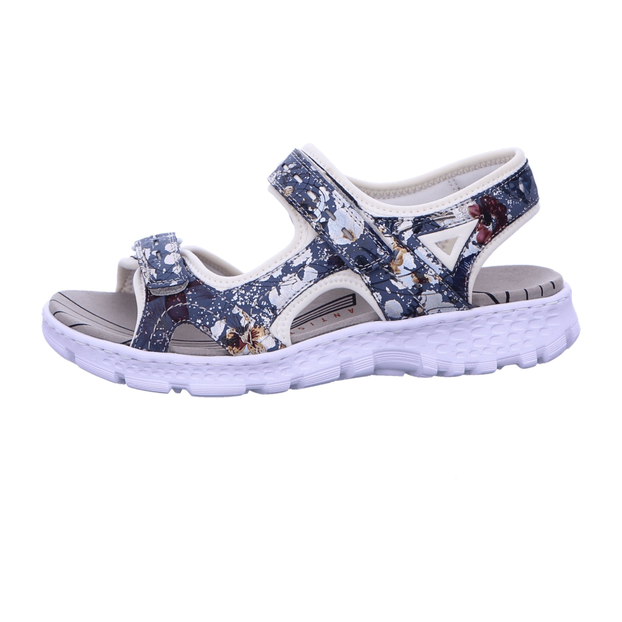 Rieker Women's Blue Sandalette Comfortable Trekking Sandals with Velcro Strap