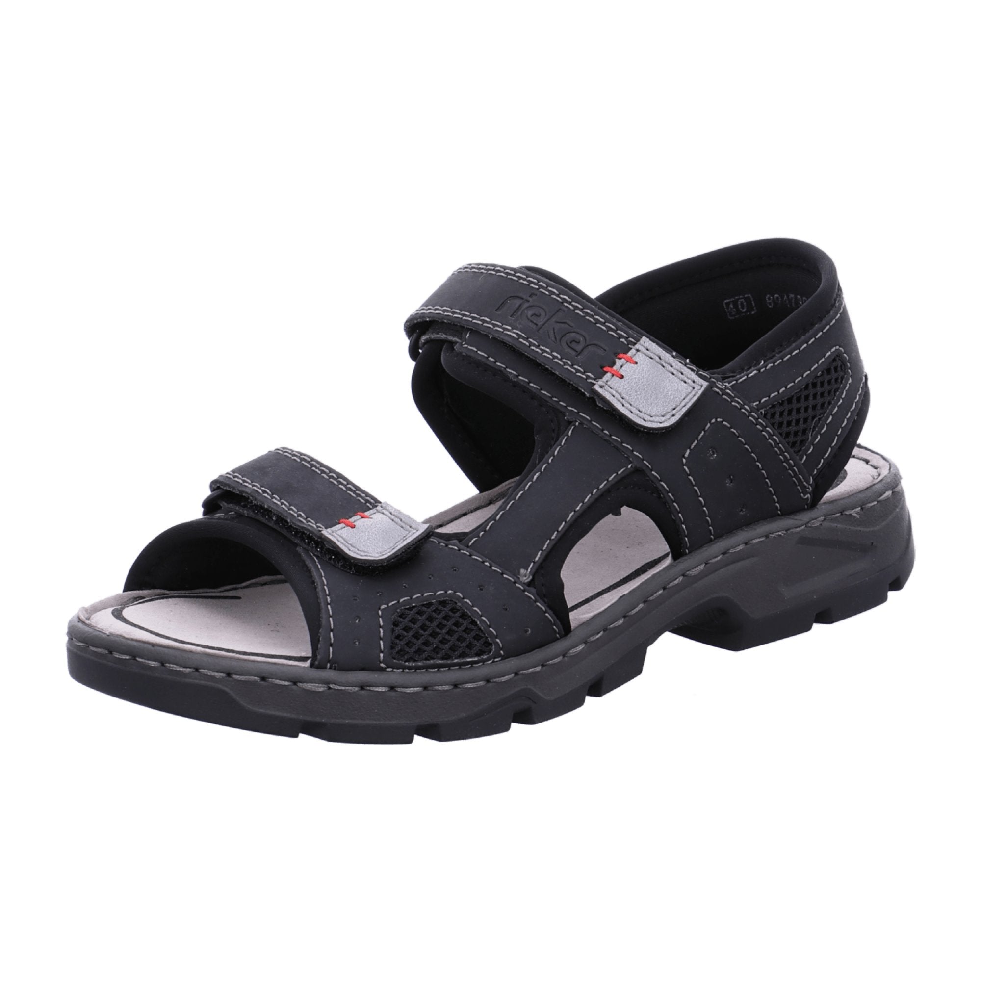 Rieker Black Trekking Sandals with Velcro Strap Comfortable Lightweight Sole