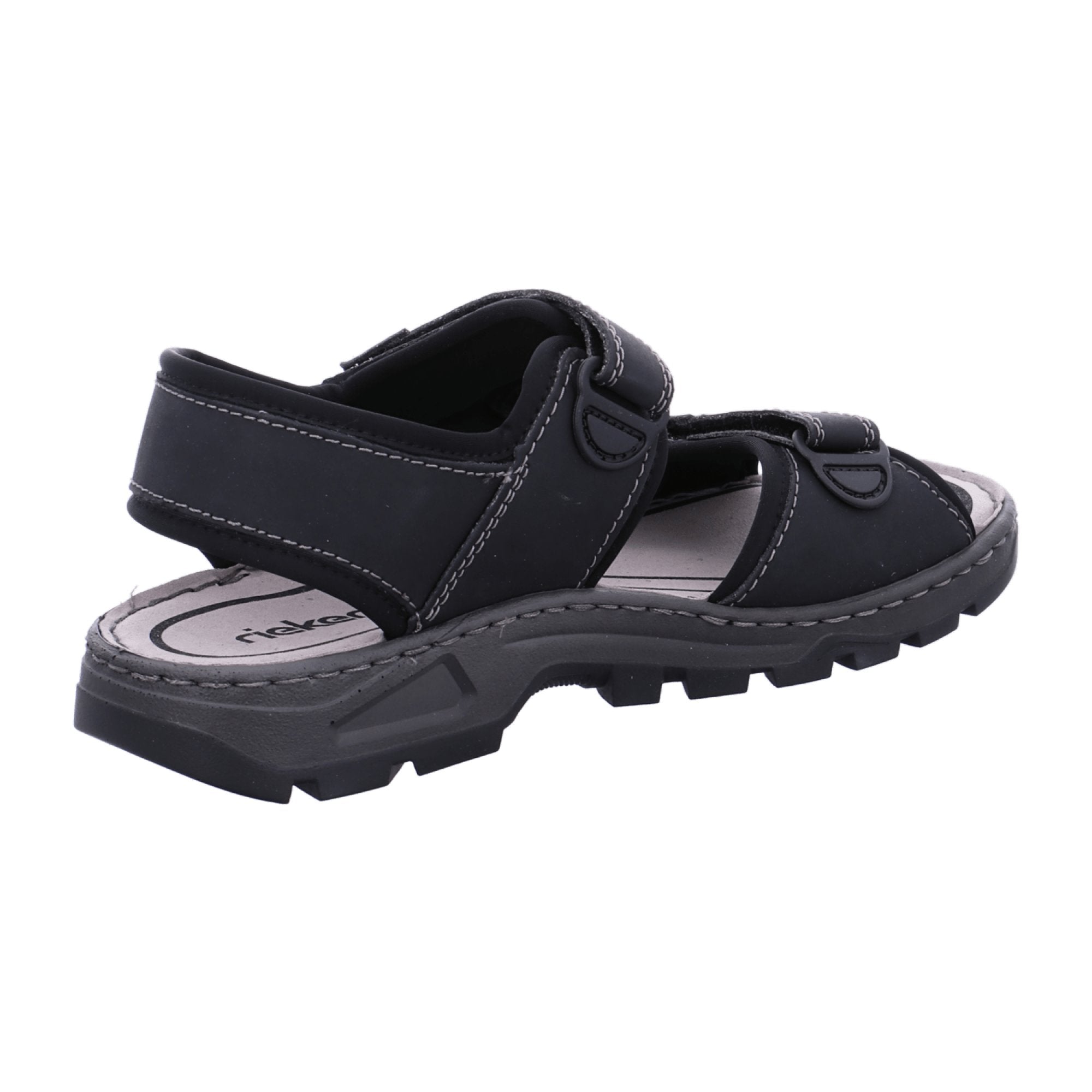 Rieker Black Trekking Sandals with Velcro Strap Comfortable Lightweight Sole