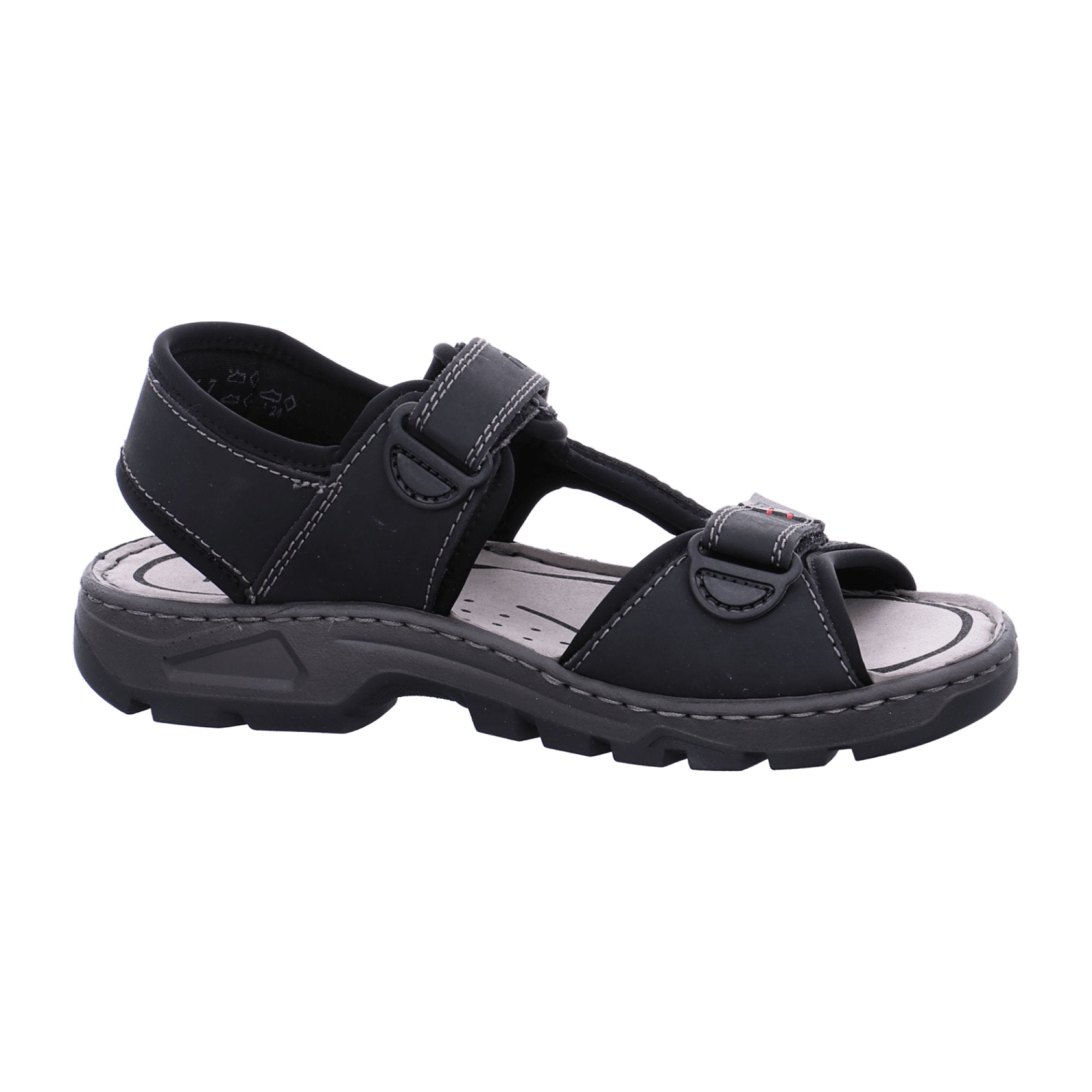 Rieker Black Trekking Sandals with Velcro Strap Comfortable Lightweight Sole