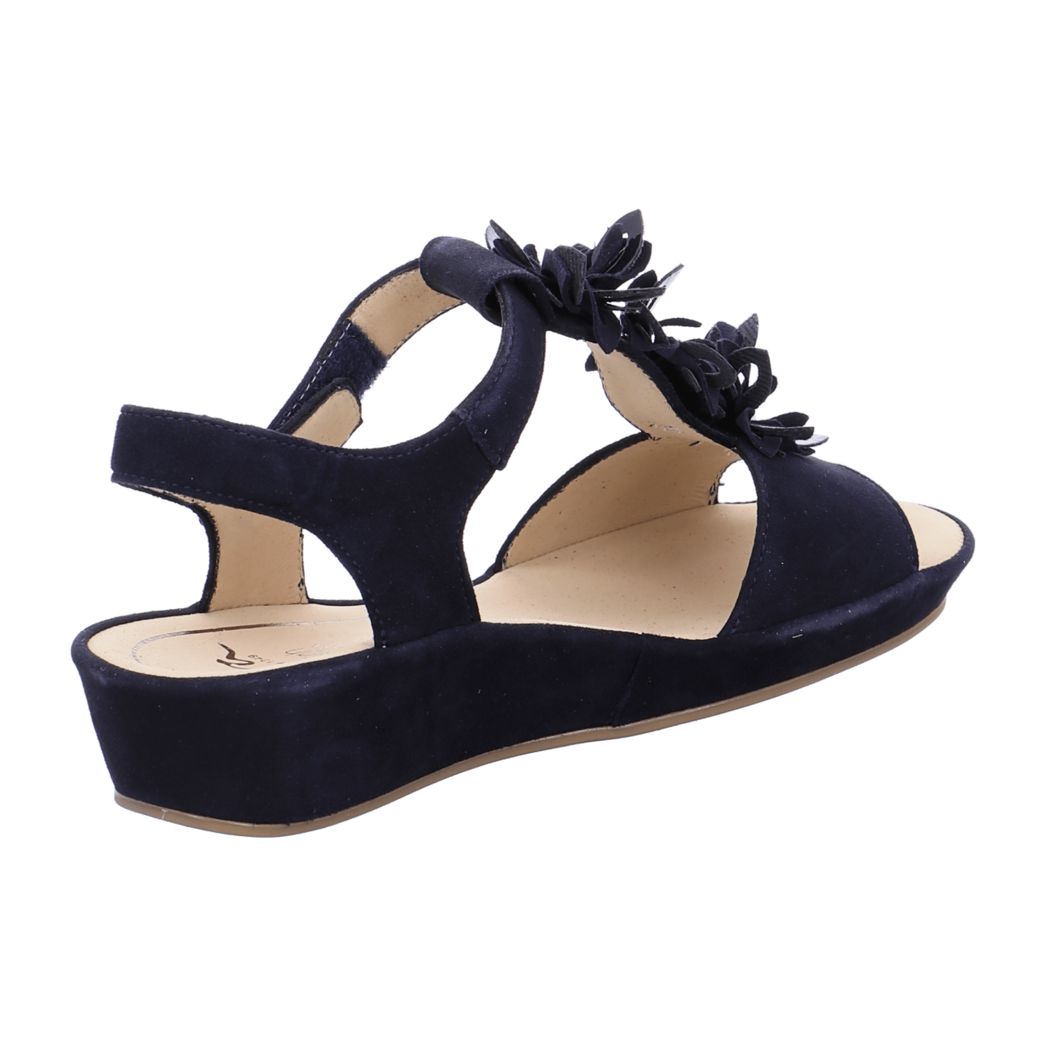 ARA CAPRI Women's T-Bar Sandals with Hook-and-Loop Fastening in Blue Suede