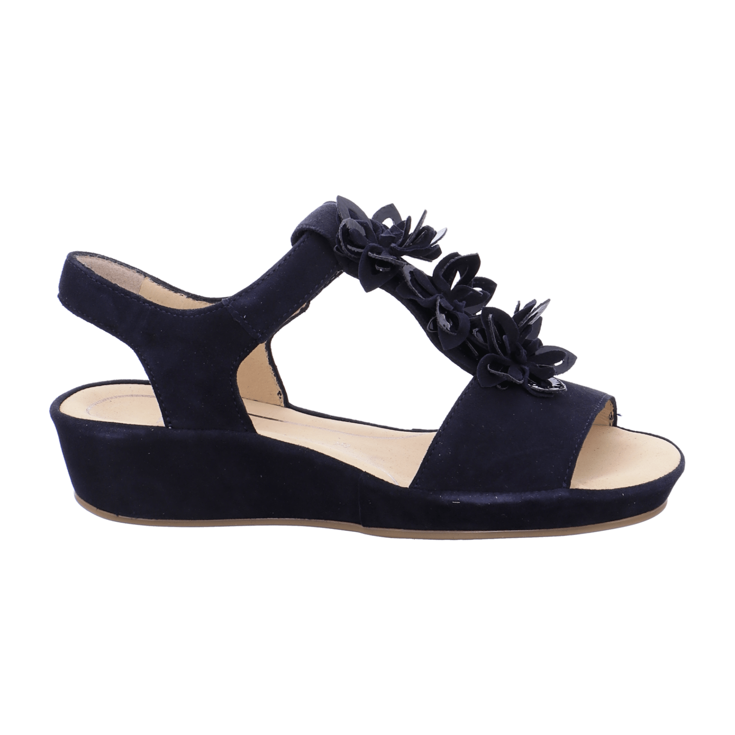 ARA CAPRI Women's T-Bar Sandals with Hook-and-Loop Fastening in Blue Suede