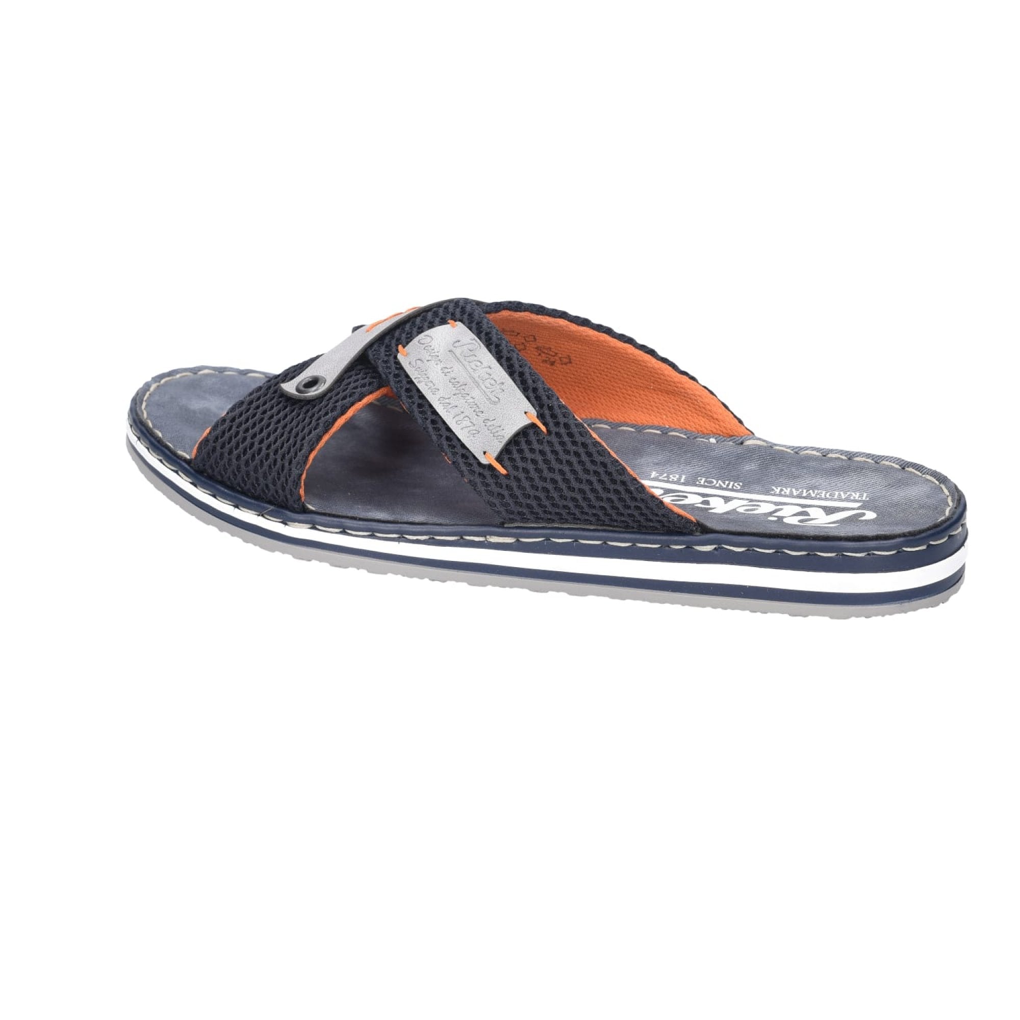 Rieker Blue Slip-On Sandals with Shock Absorbing Sole and Comfort Fit
