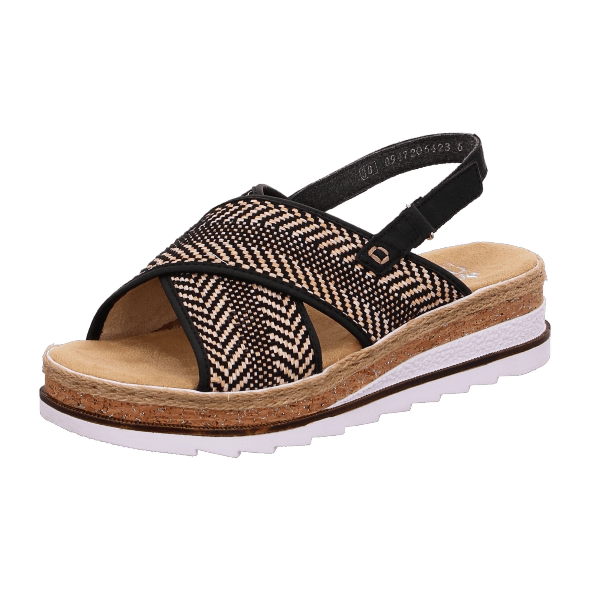 Rieker Women's Black Sandal Comfortable Summer Shoes with Soft Insole