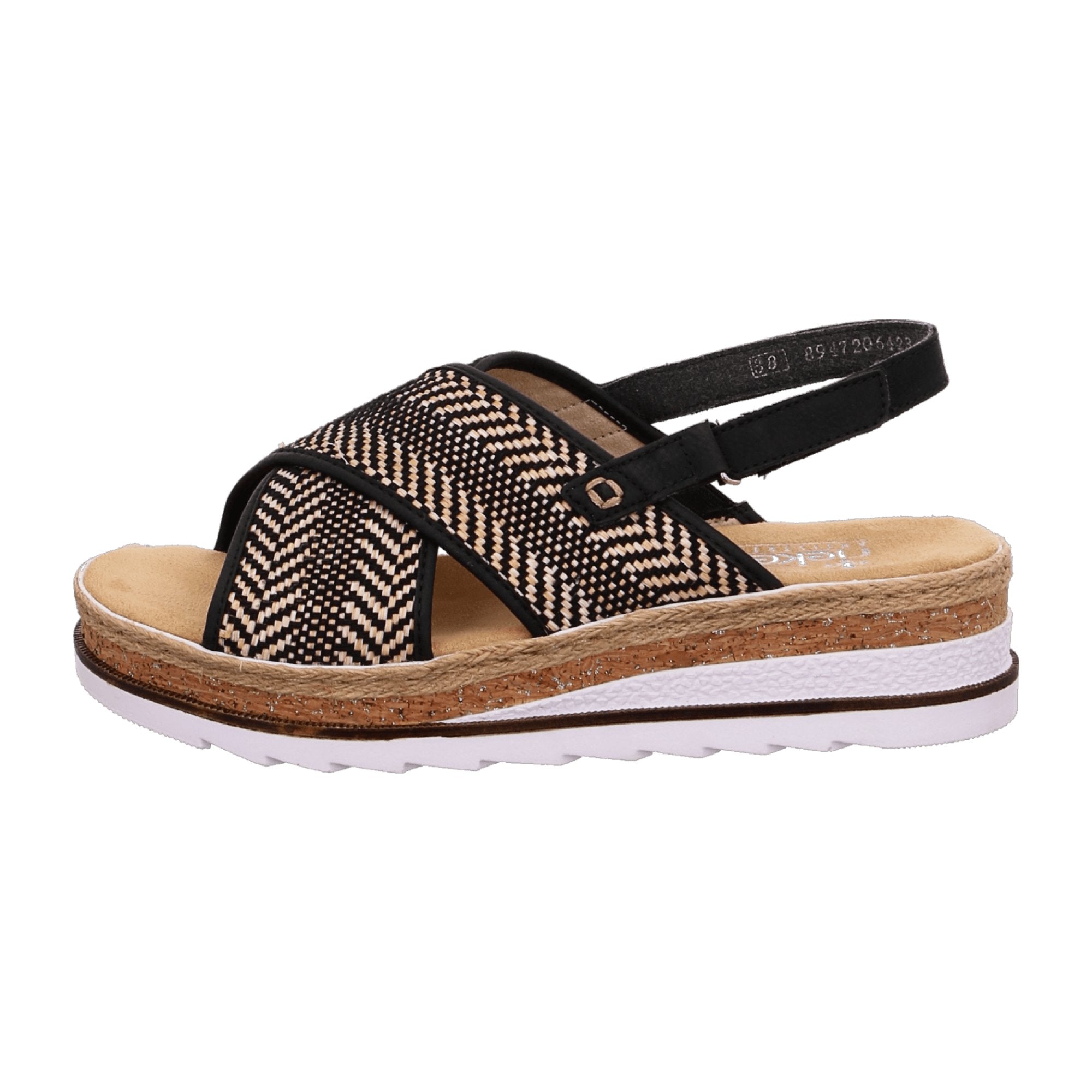 Rieker Women's Black Sandal Comfortable Summer Shoes with Soft Insole