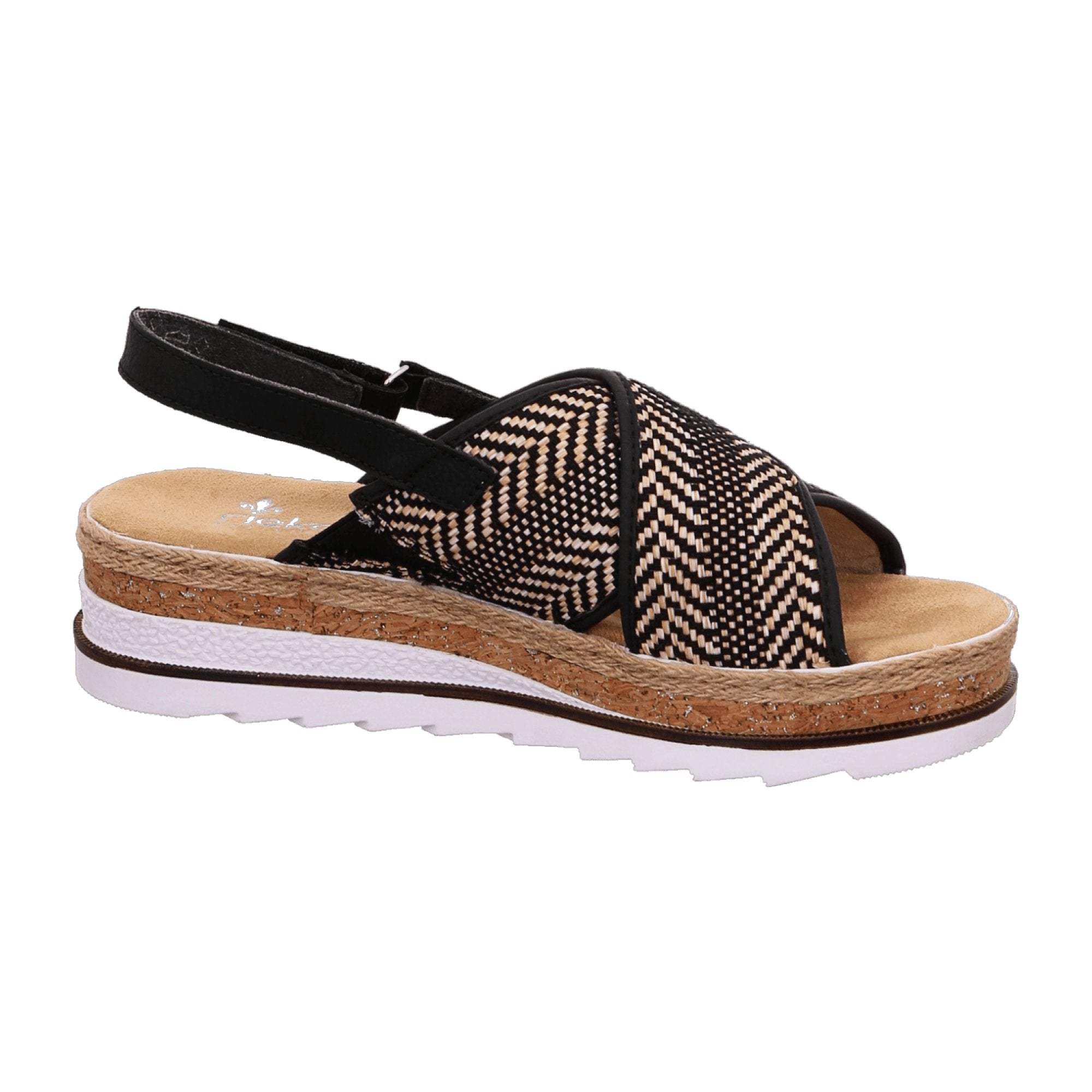 Rieker Women's Black Sandal Comfortable Summer Shoes with Soft Insole