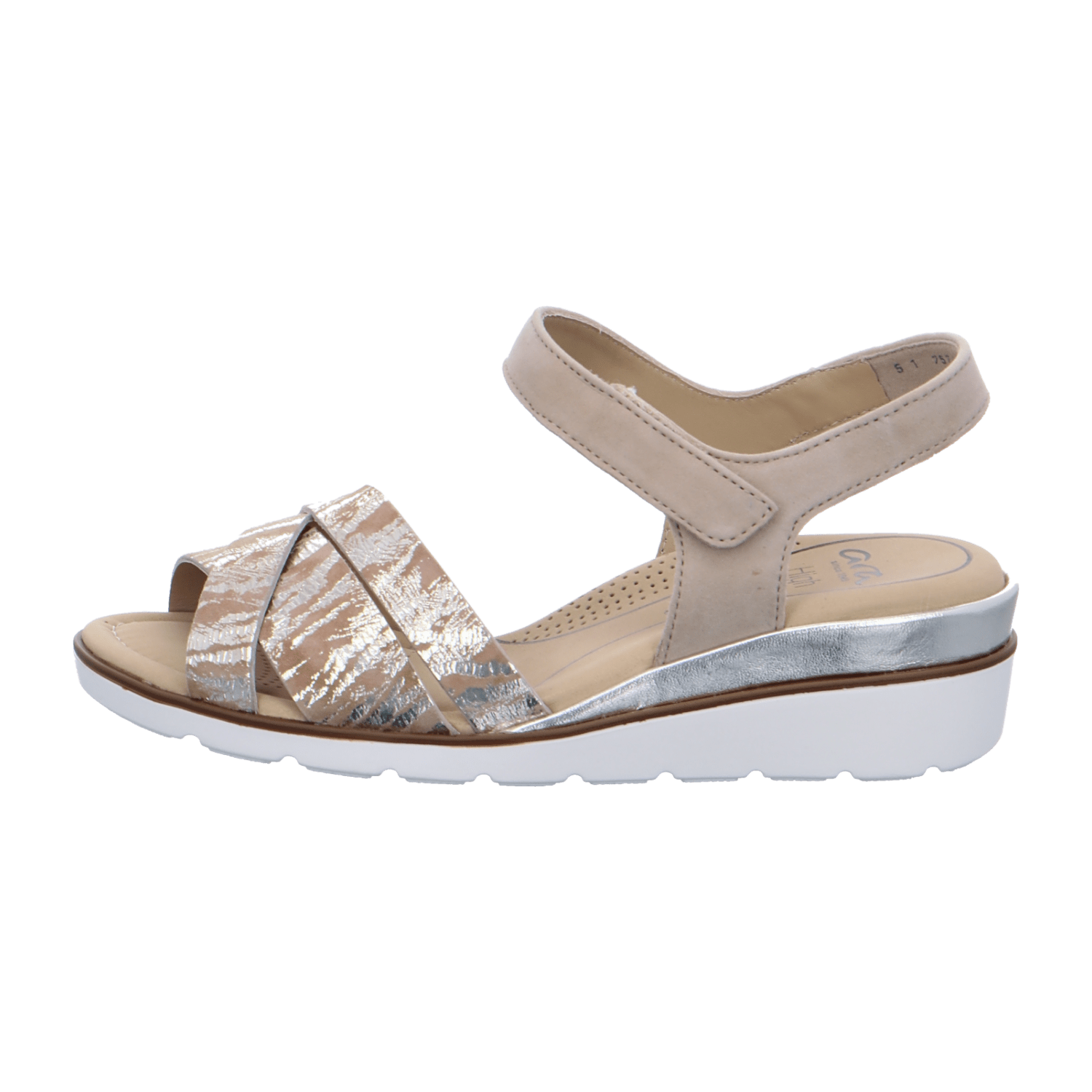 ARA LUGANO LUGA Women's Sandals Beige Suede with Hook-and-Loop Strap Open Toe